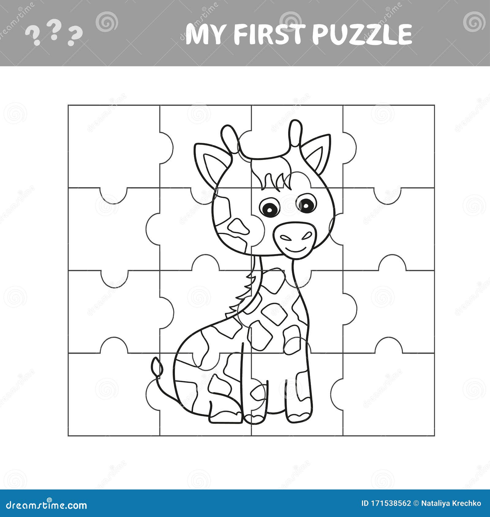 Jogo Puzzle Para Crianças Jogo Números Desenho Página Colorir Uma