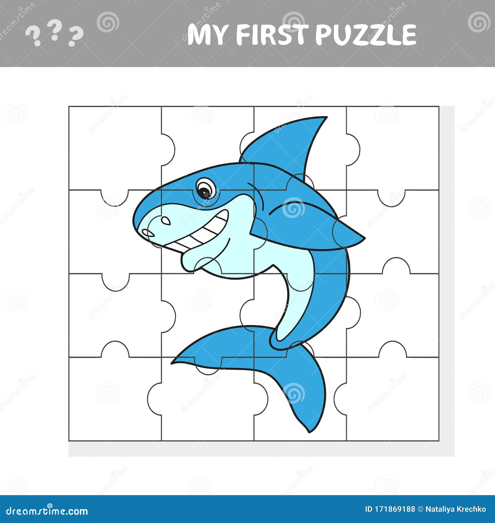 Jogo De Quebra-cabeça Para Crianças Na Pré-escola Com Tubarão
