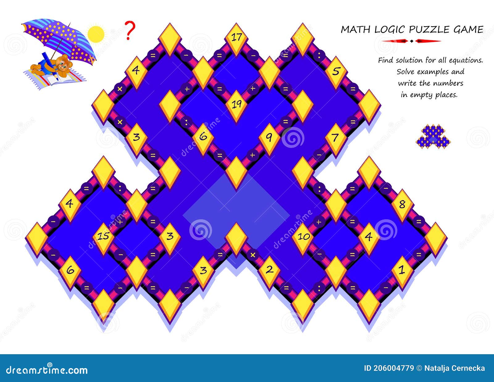 Jogo Quebra Cabeça Lógica Matemática Para Mais Inteligente Losango