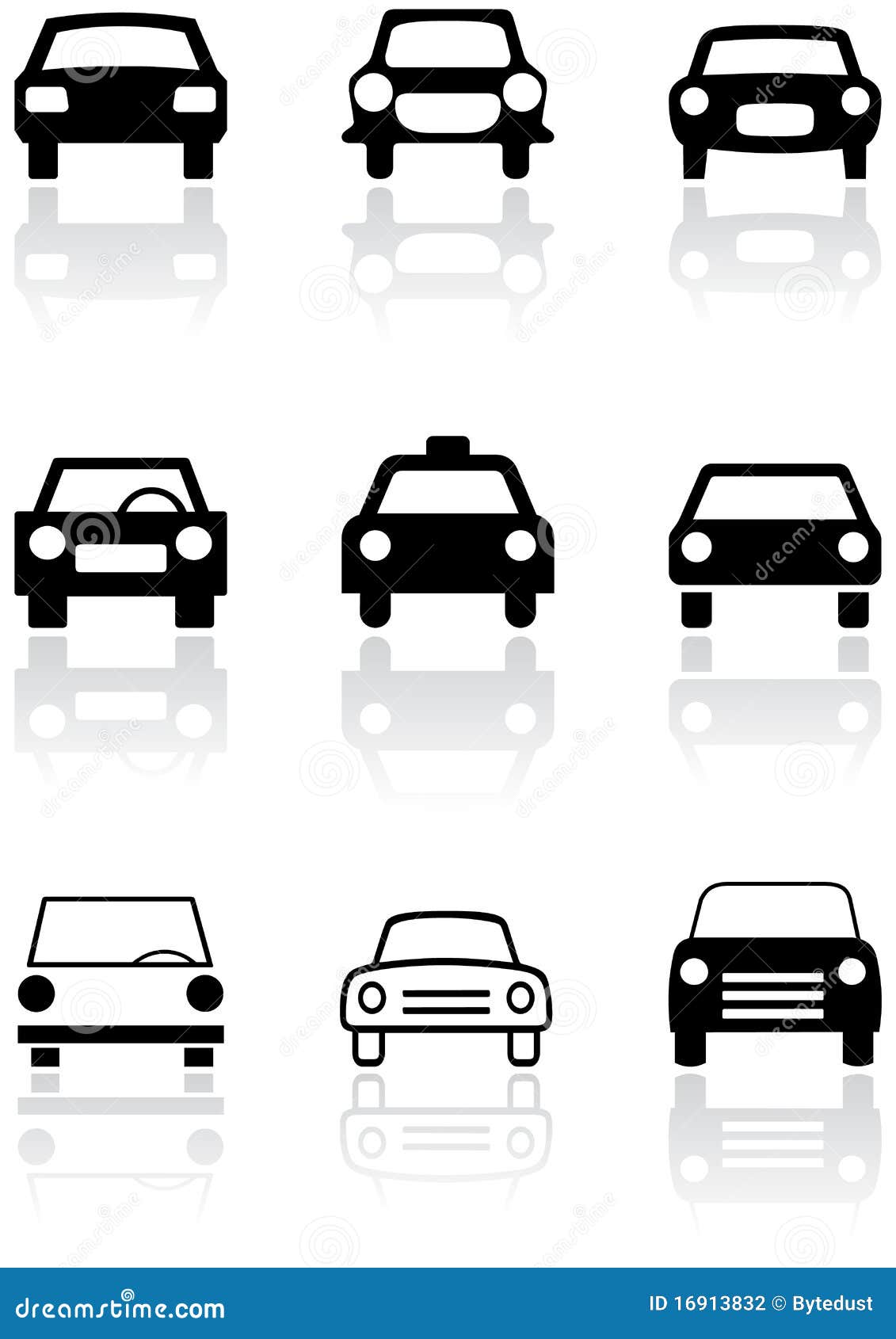 Jogo de três carros em quatro cores diferentes do vetor isolado