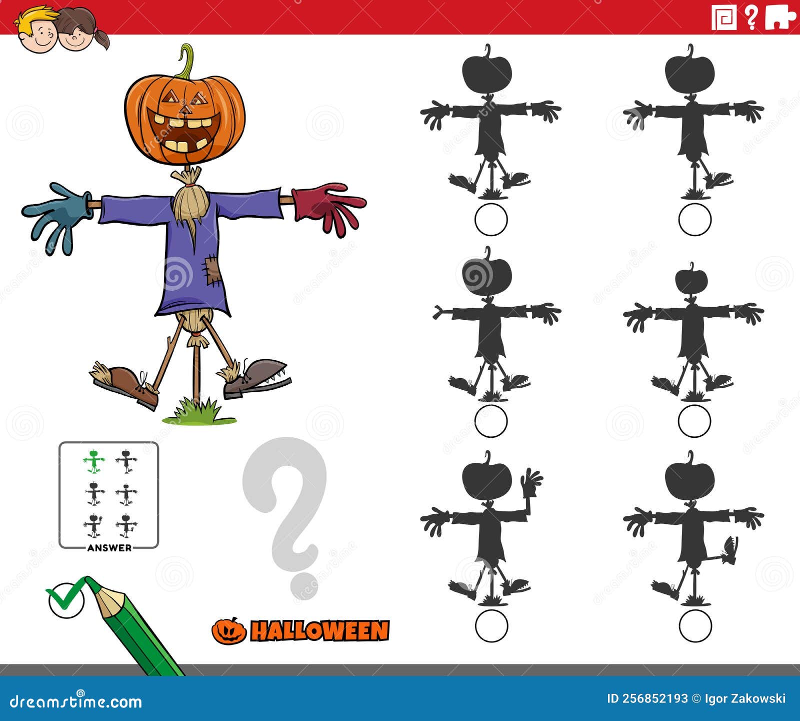 Encontrar dois mesmos personagens de halloween, jogo educacional para  crianças