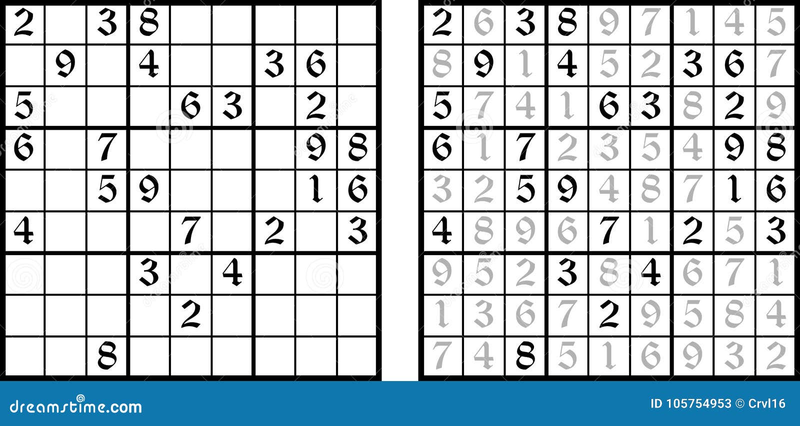 Jogo De Sudoku Com Resposta Ilustração do Vetor - Ilustração de