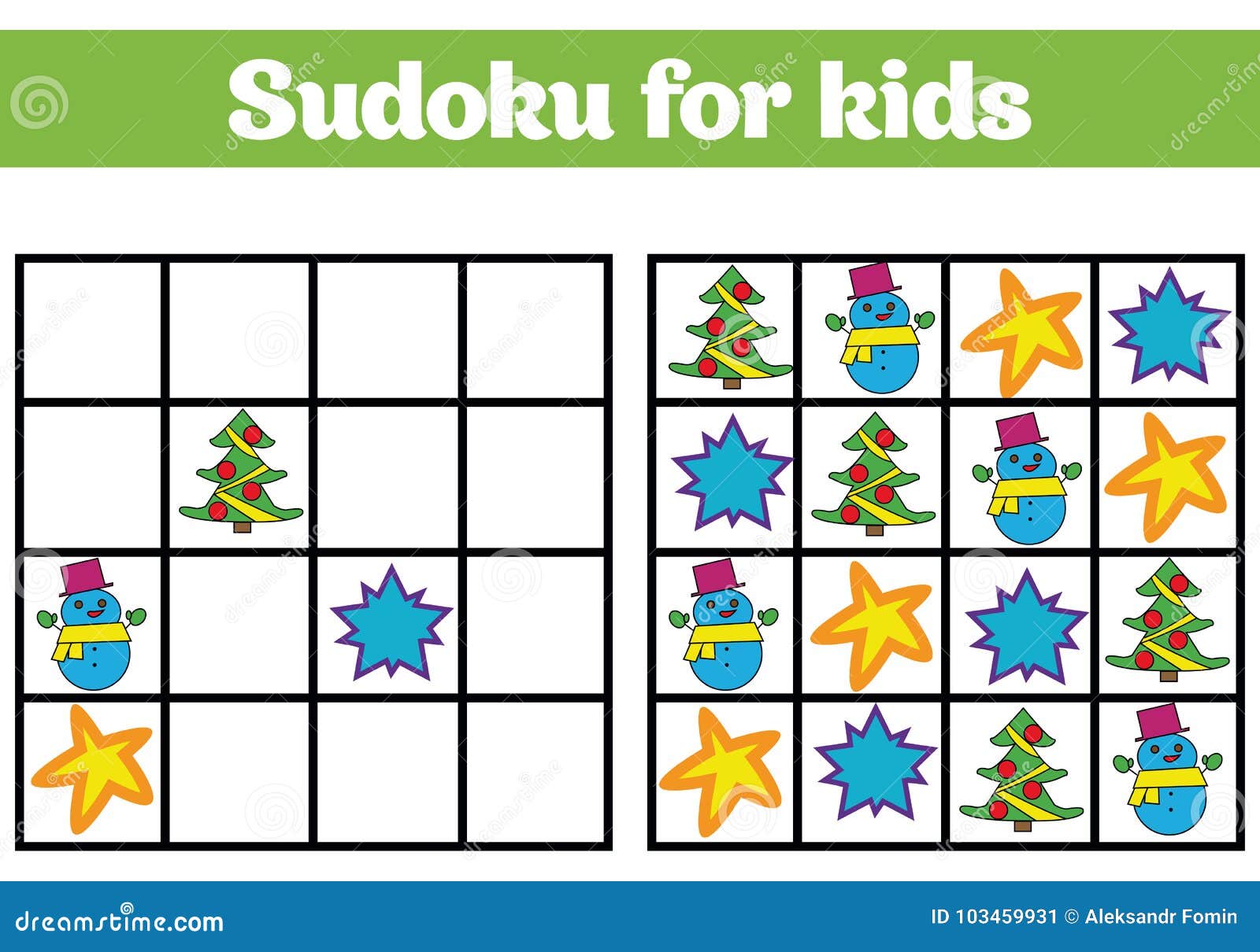 Jogo de sudoku para crianças com fotos. feliz natal e feliz ano novo