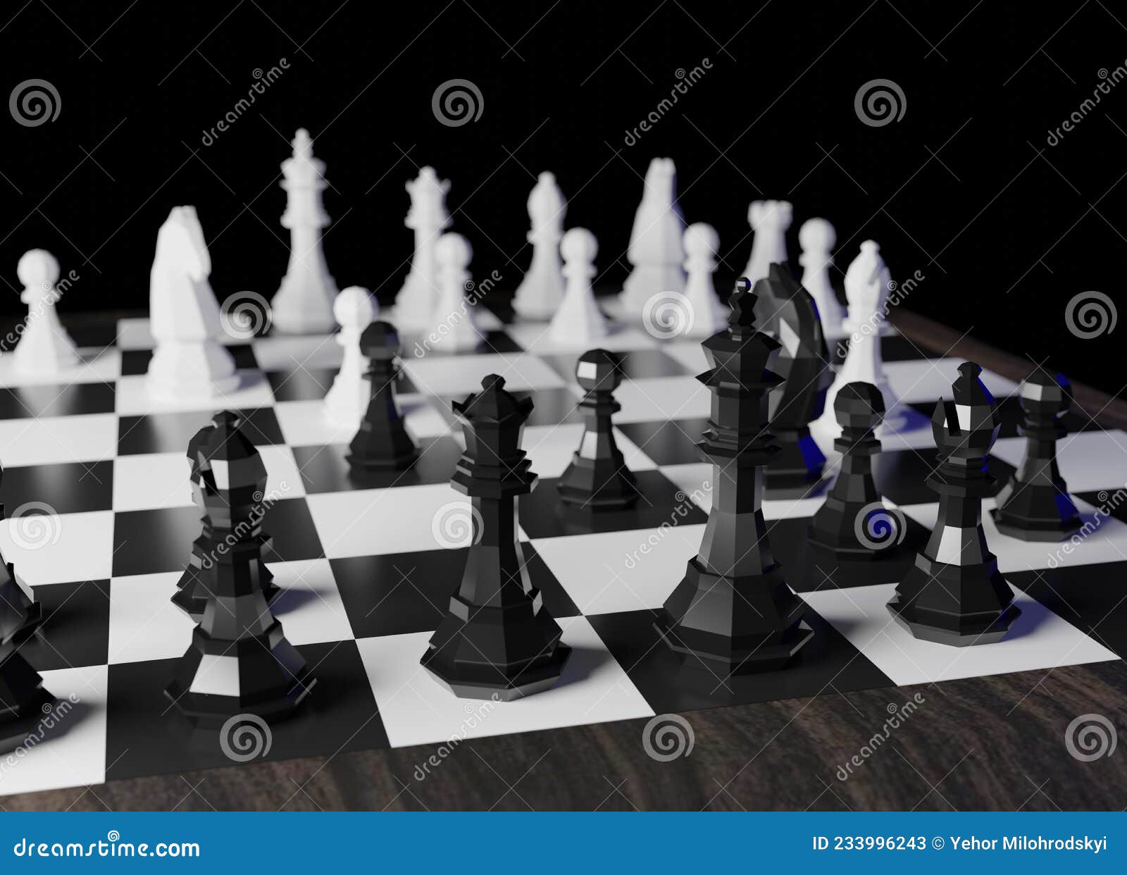 O Primeiro Movimento No Xadrez. 3d Ilustração. Foto Royalty Free