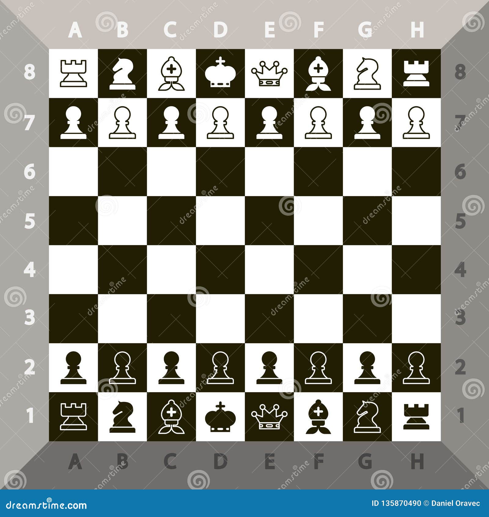 Tabuleiro de xadrez plana vista superior