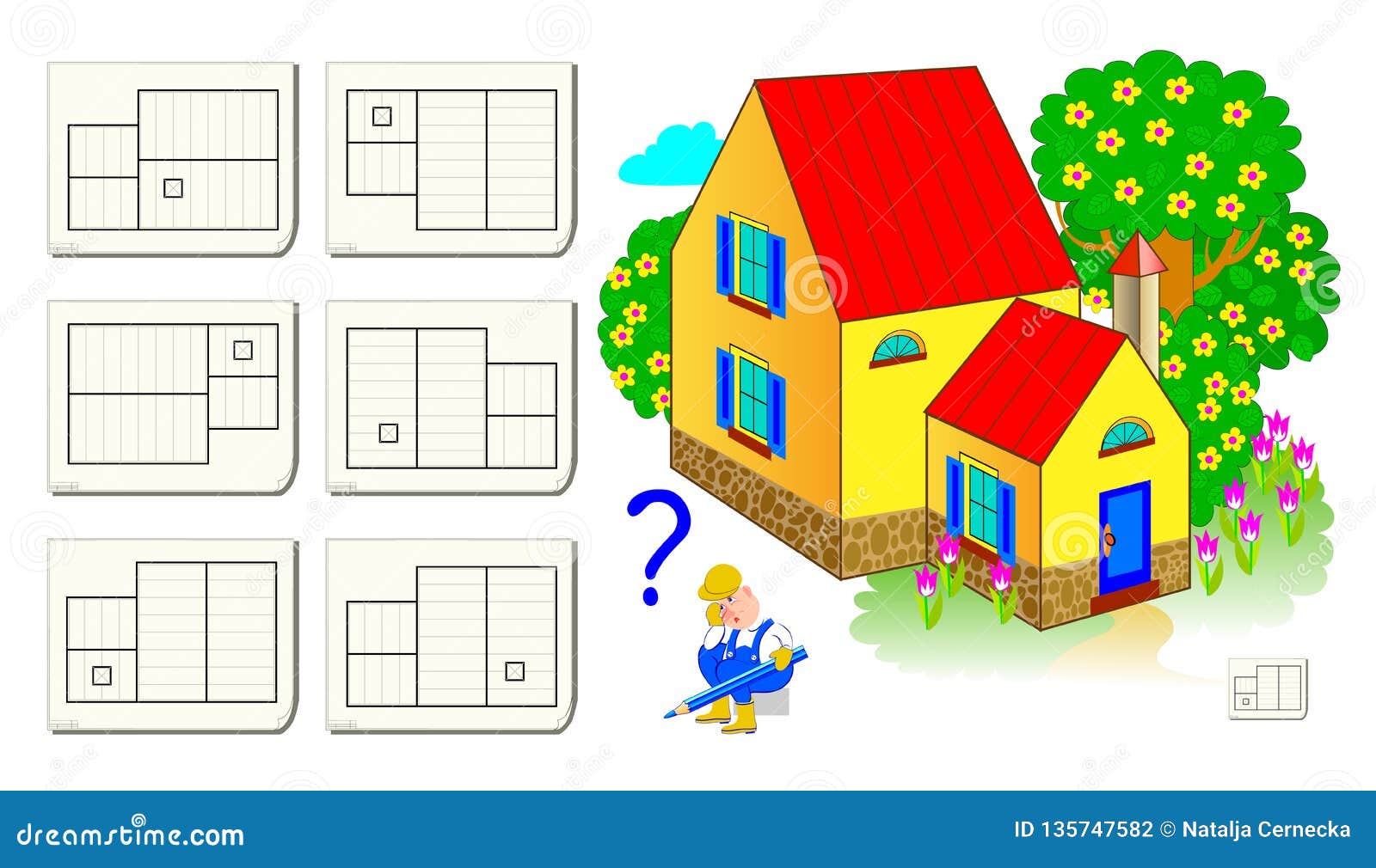 Jogo Lógica Para Crianças Adultos Qual Casa Corresponde Layout