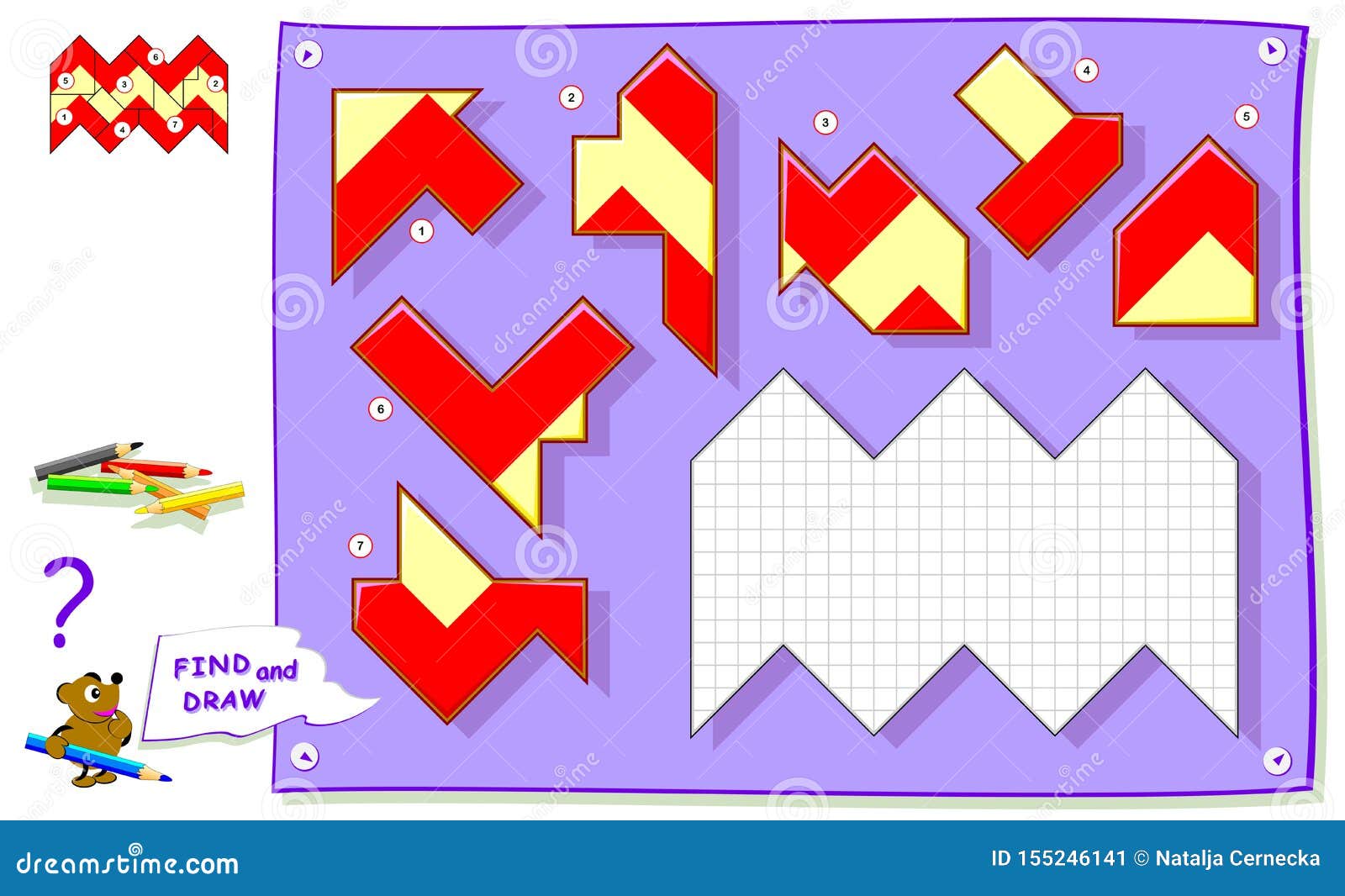 Jogo Do Enigma Da Lógica Para O Livro Para Colorir Do Bebê Precise De  Encontrar O Lugar Para Cada Detalhe E De Pintar Os Quadrado Ilustração do  Vetor - Ilustração de escola