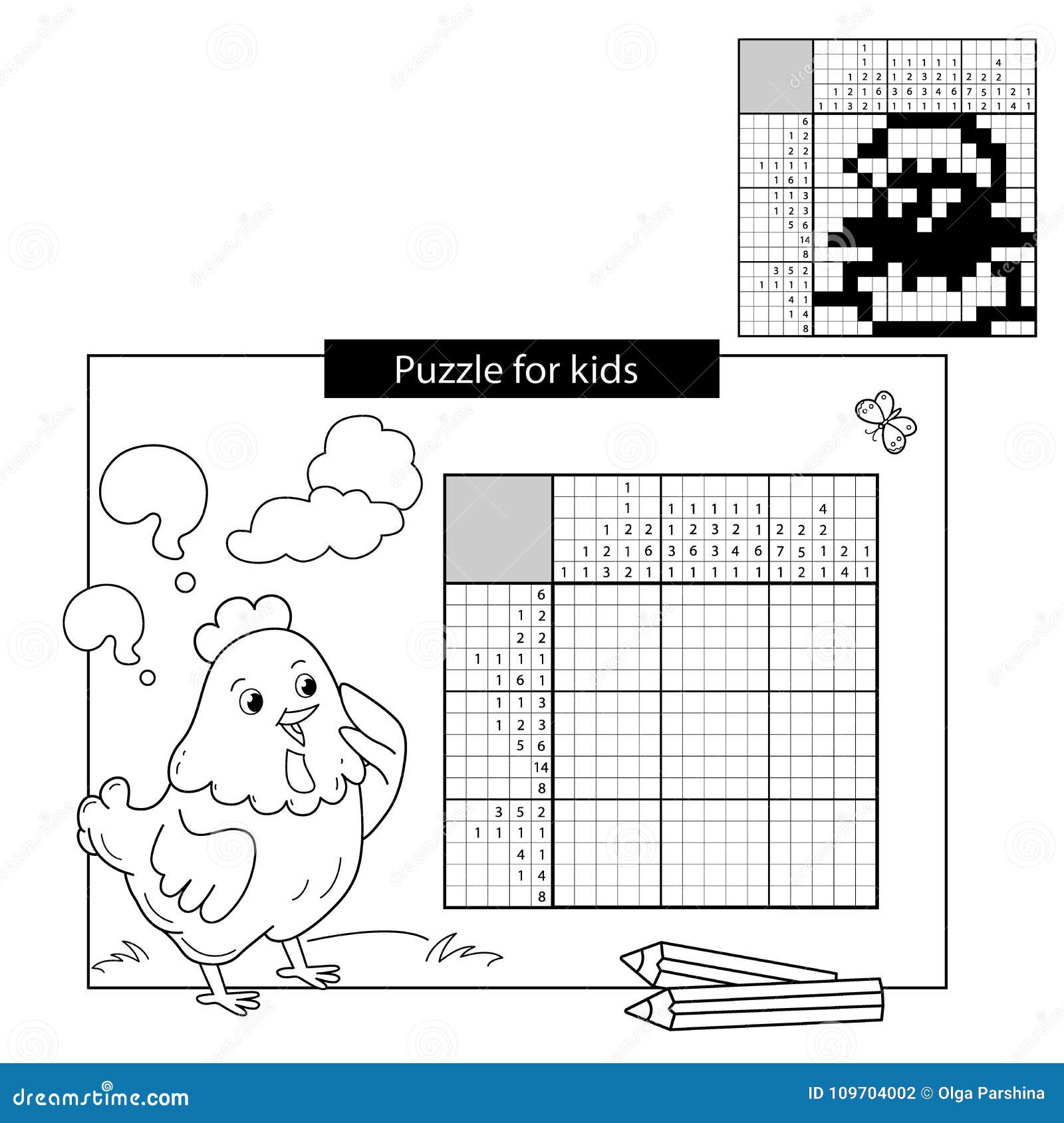 Puzzle de pintar por número (nonogram), jogo educacional para