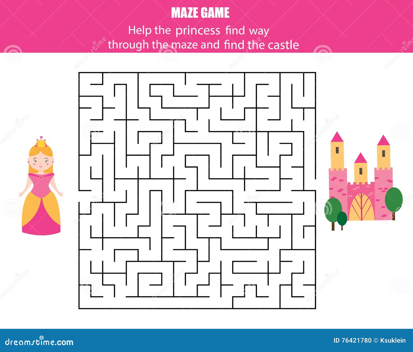 Jogo de labirinto, jogo educativo para crianças. princesinha e flores