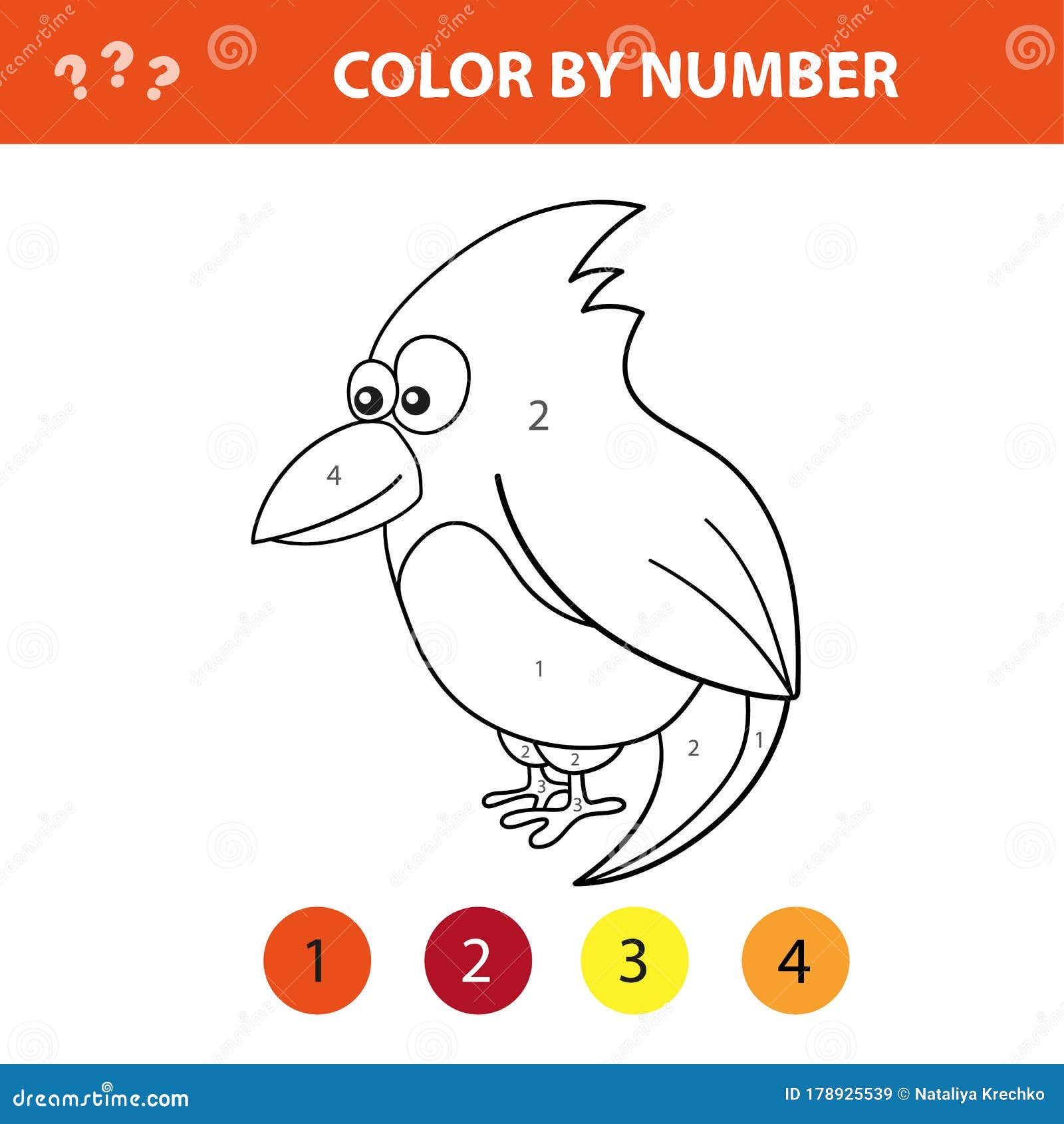 Atividade de aprendizagem para impressão gratuita - Colorir por números por  matemática - Pássaro