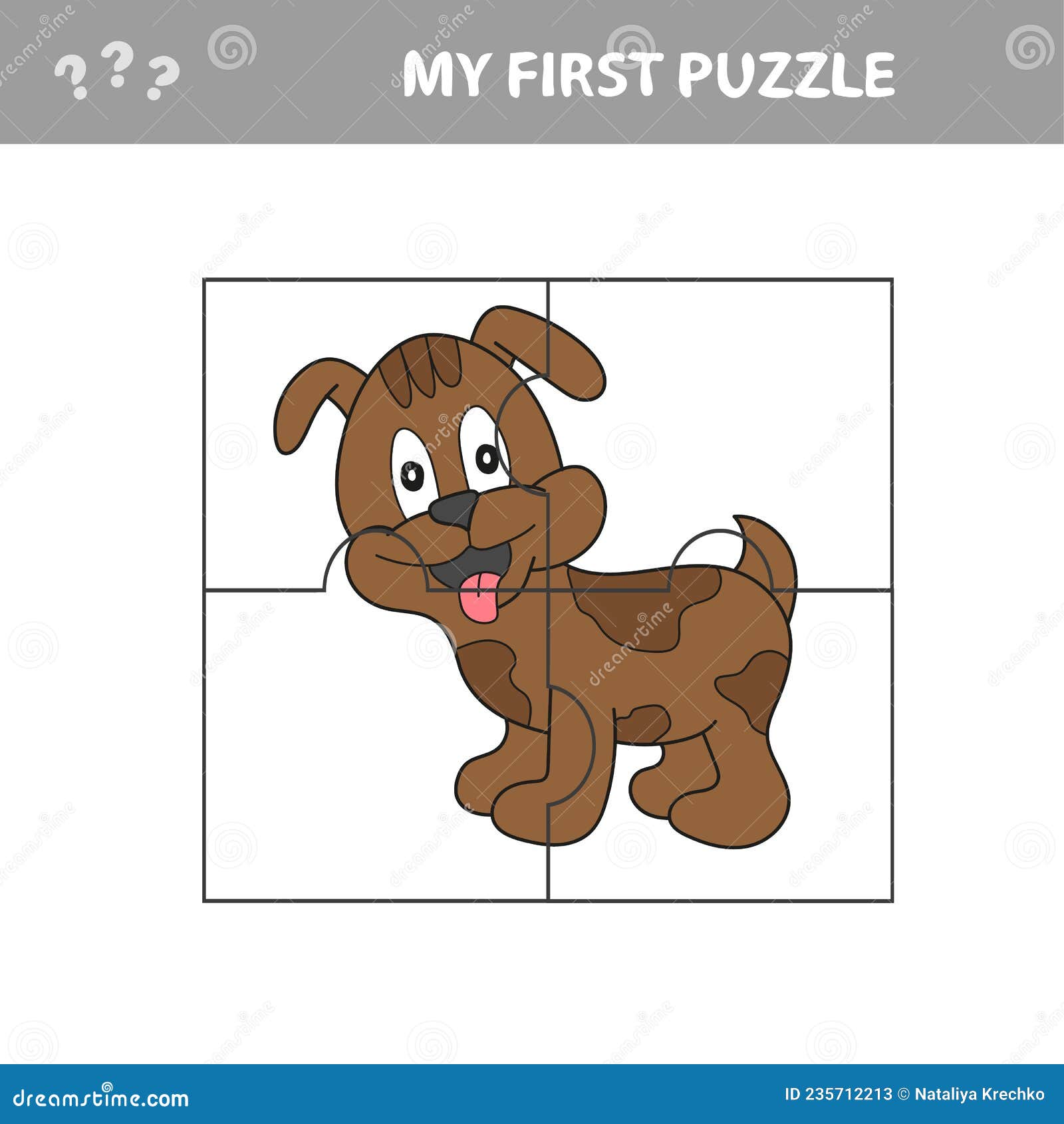 modelo de jogo de quebra-cabeça de foto de menina e cachorro 12908245 Vetor  no Vecteezy