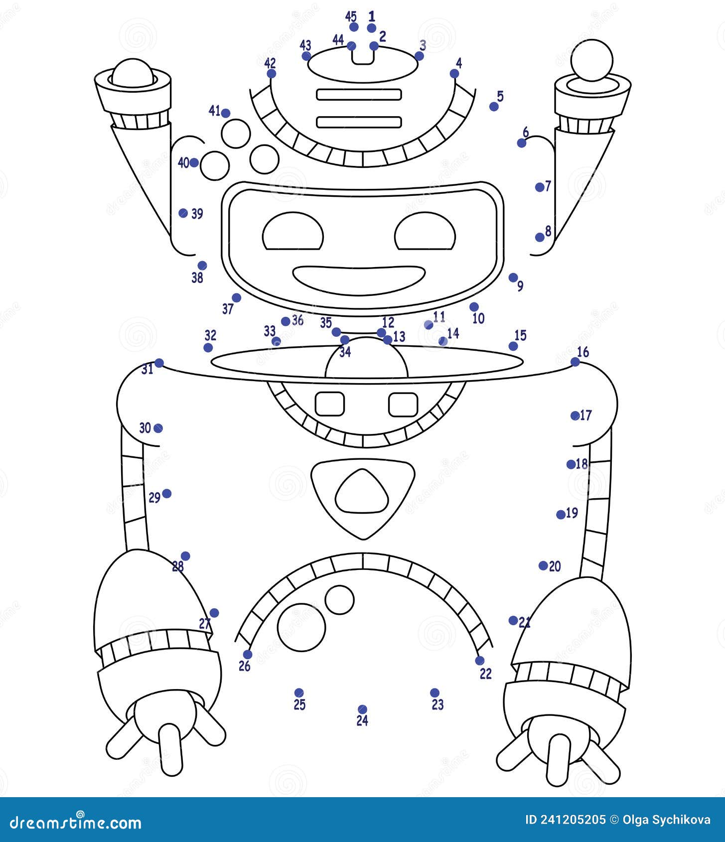 Jogo Educativo Infantil. Conecte Os Pontos Por Números. Robô Voador Azul.  Ilustração do Vetor - Ilustração de amostra, assento: 241205205
