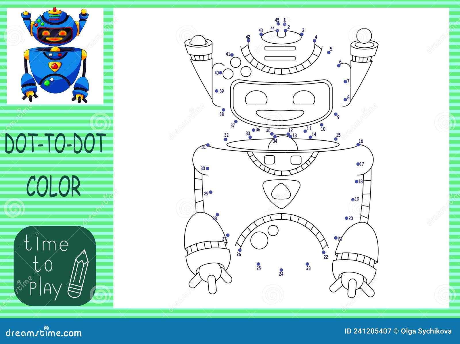 Jogo Educativo Infantil. Conecte Os Pontos Por Números. Robô