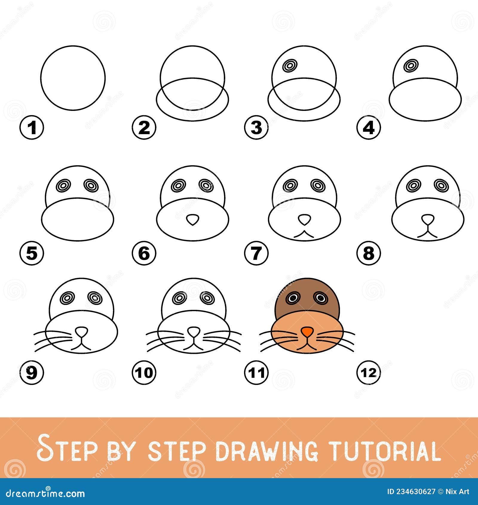 Tutorial de desenho para crianças. nível fácil. folhas de educação