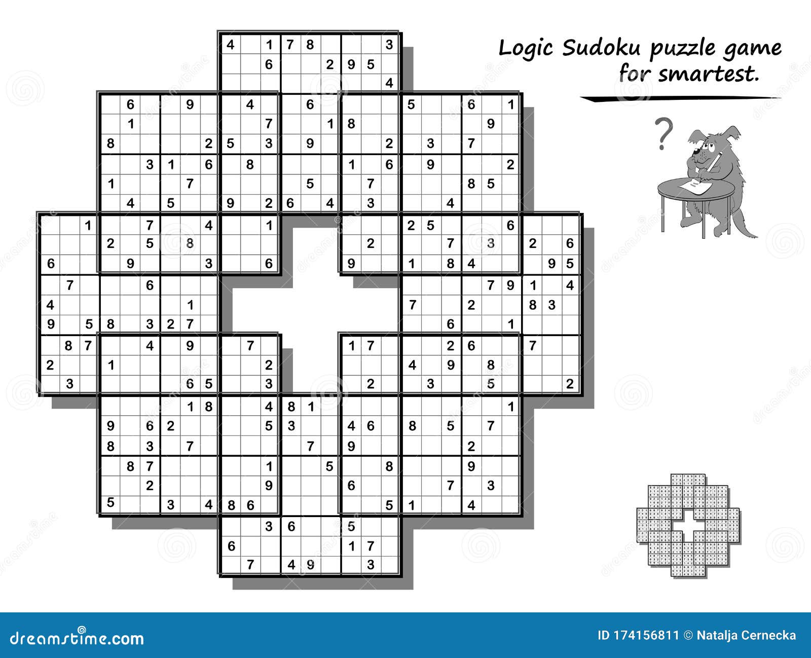 jogo de sudoku com solução. jogo de quebra-cabeça sudoku com números. pode  ser usado como um jogo educacional. quebra-cabeça de lógica para crianças  ou jogo de lazer para adultos. 19469532 Vetor no