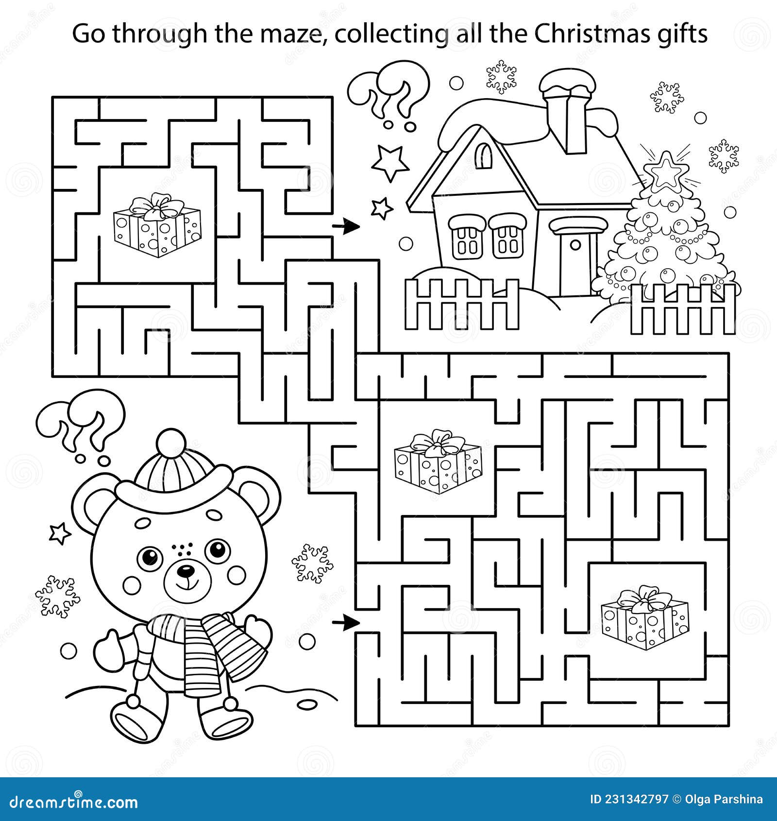 Jogo Natal Quebra Cabeça Com Labirinto Vetorial Mapa Labirinto Crianças  imagem vetorial de Seamartini© 504998028