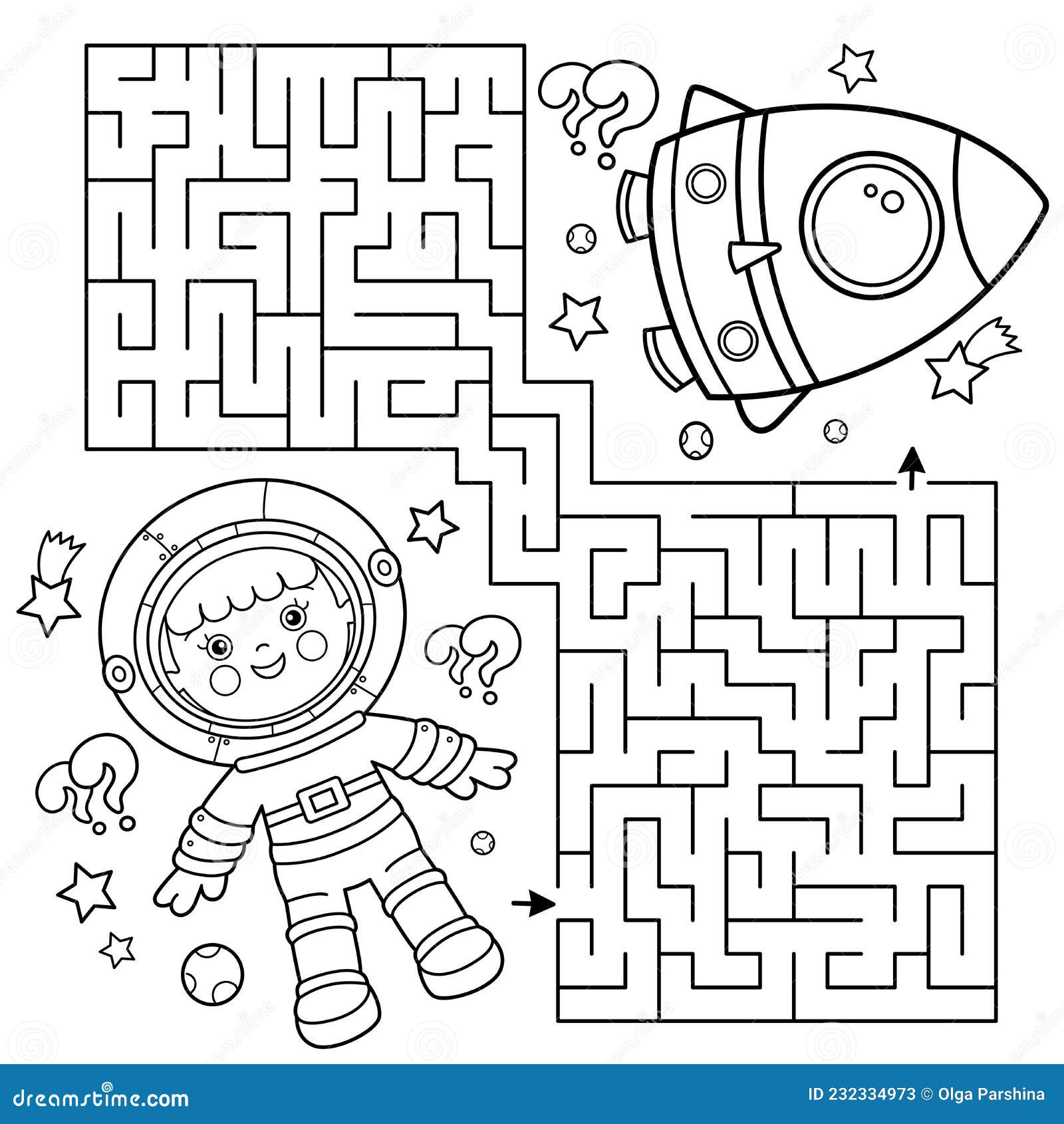 Jogo Labirinto Ou Labirinto. Quebra-cabeça. Esboço Da Página De Colorir Do  Desenho Animado Astronauta Com Foguete No Espaço. Peque Ilustração do Vetor  - Ilustração de maneira, contorno: 232334973