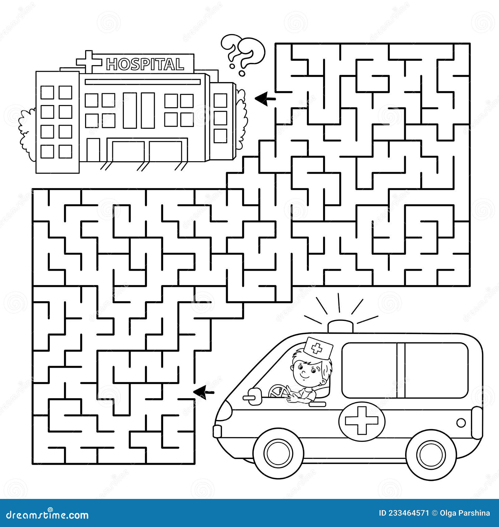 Labirinto hospital jogo para imprimir - Brinquedos de Papel