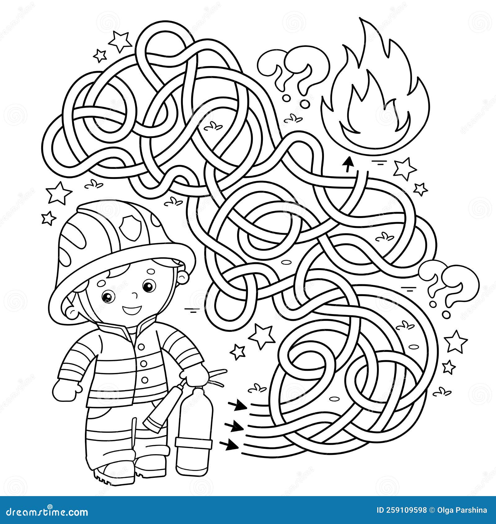 Desenhos para colorir de desenho de bombeiros lutando contra o incêndio na  floresta para colorir 