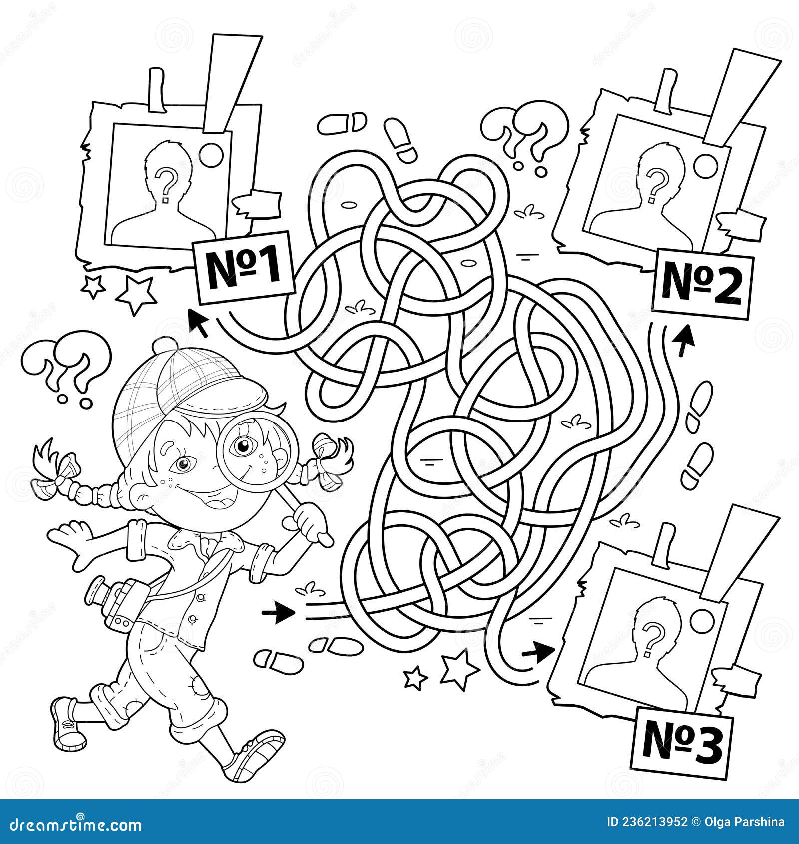 Página Livro Colorir Vetores Labirinto Jogo Para Crianças