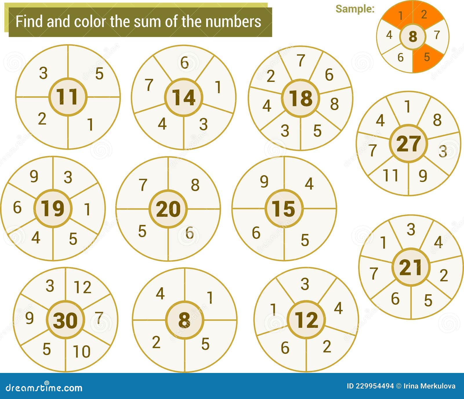 Localizar E Colorir Número 12. Jogo De Matemática Para Crianças