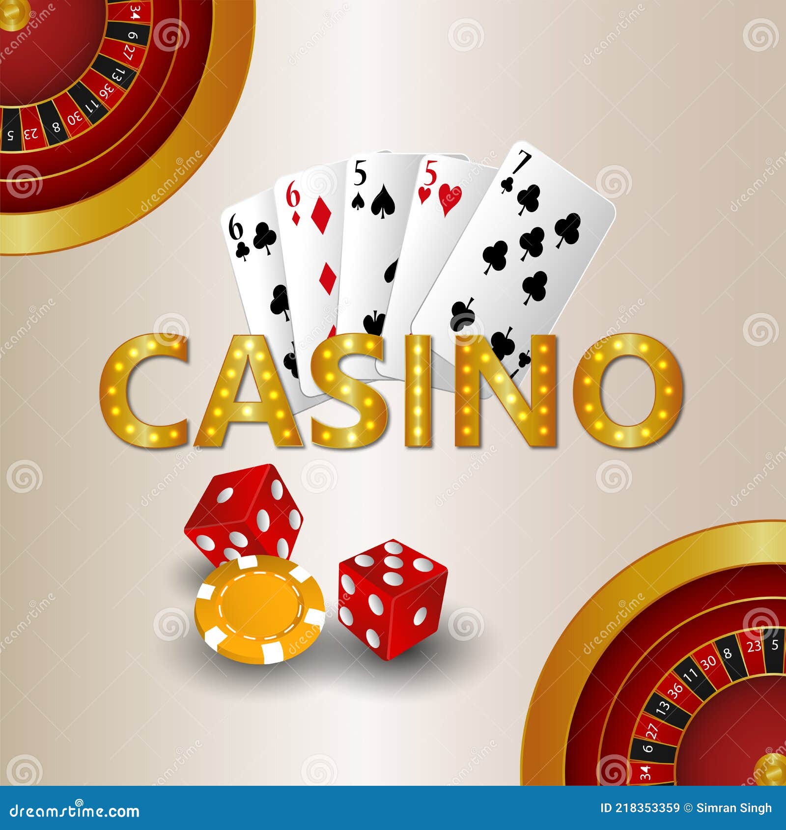 jogo de casino online com cartas de jogar, roleta e fichas de