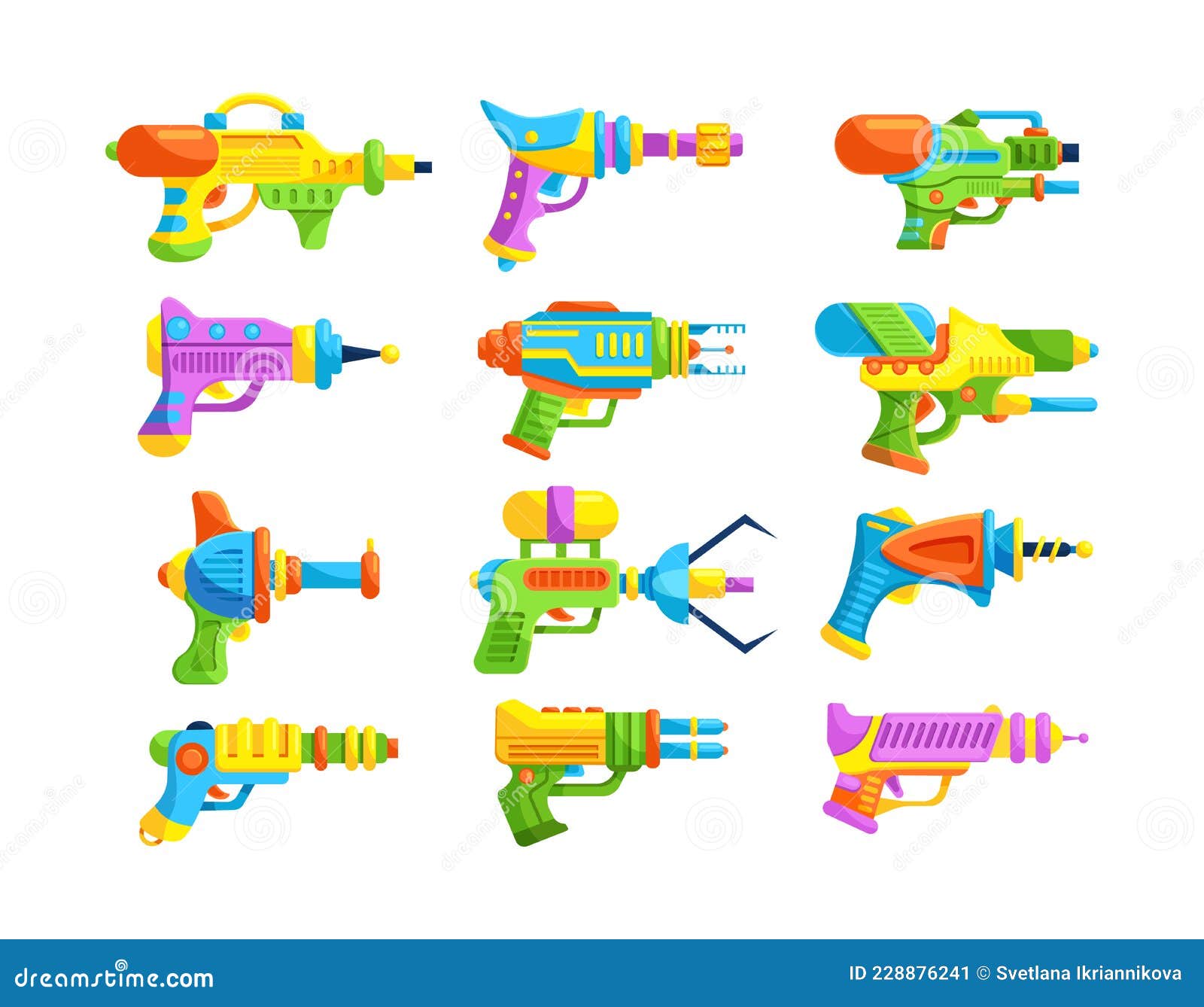 Jogo Para Crianças De Armas Brilhantes. Arma De Mão E Arma Laser