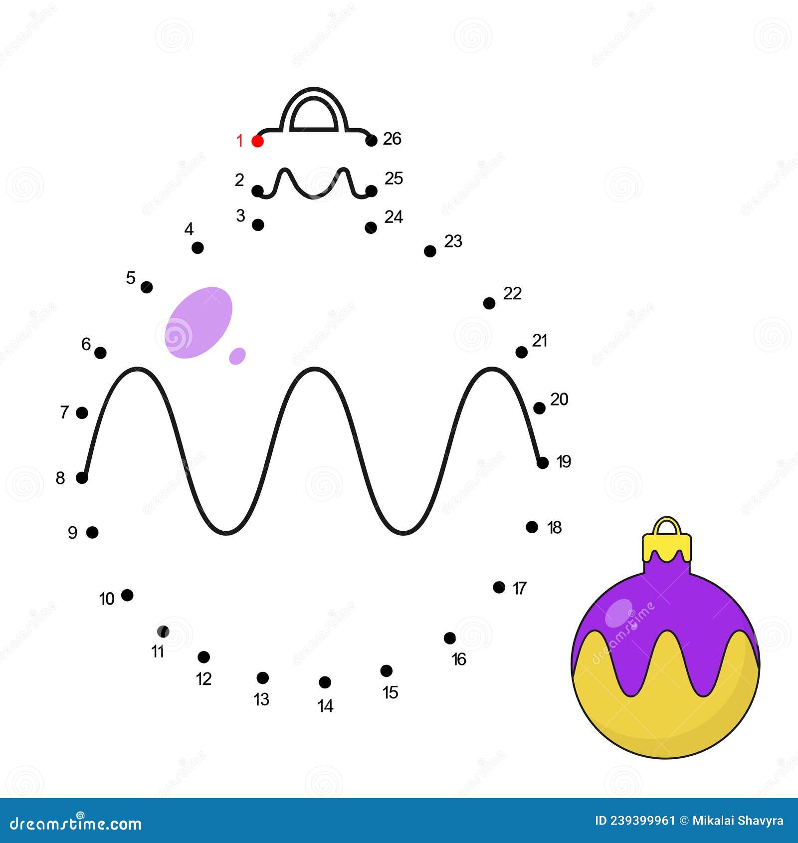 Conecte Os Pontos Por Números Para Desenhar a Bola De Natal. Jogo  Educacional Ponto a Ponto E Página De Colorir Com Desenho Animad Ilustração  do Vetor - Ilustração de enigma, junte: 239399700