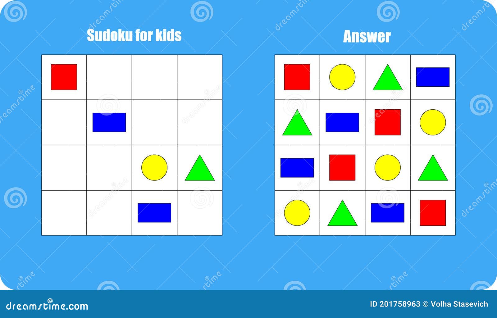 Jogo Sudoku Com Imagens Em Formas Geométricas Para Crianças Fácil Jogo  Educacional Para Crianças Tarefa De Atividade De Planilha P Ilustração  Stock - Ilustração de educacional, sinal: 201758963