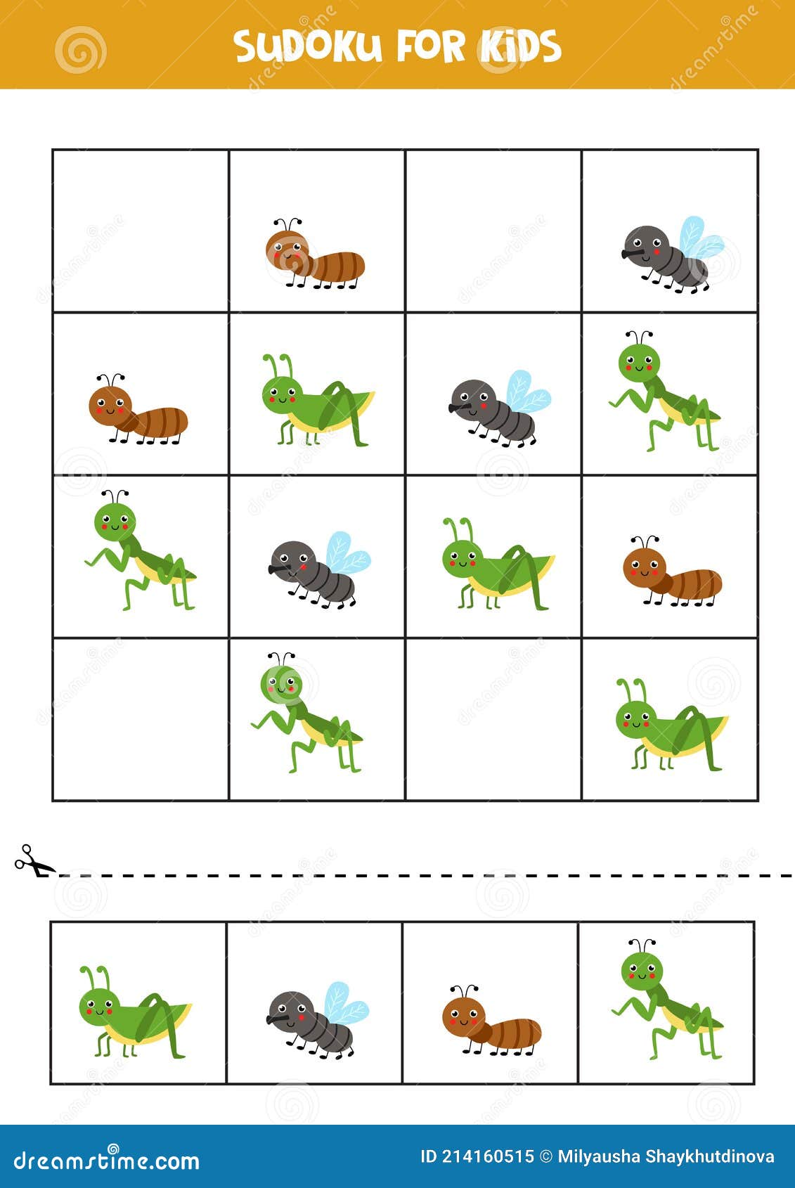 Sudoku para jogo de educação infantil conjunto de cores use