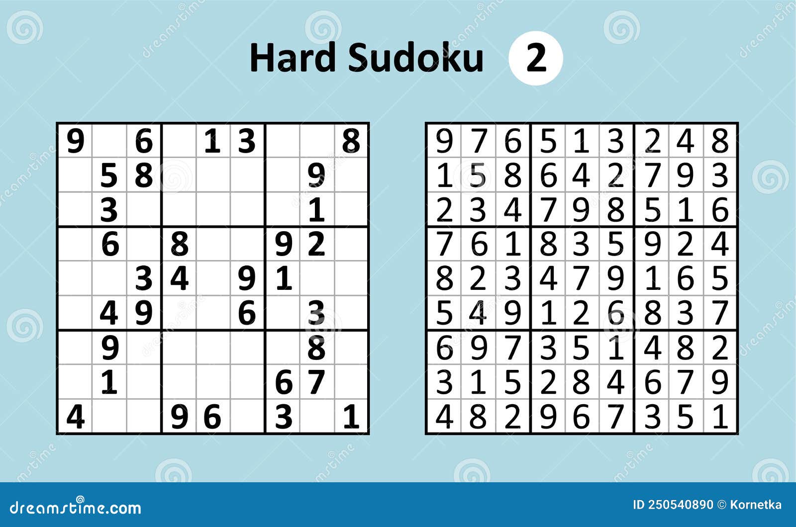 Jogo Sudoku Com Respostas. Complexidade Difícil. Vetor Simples