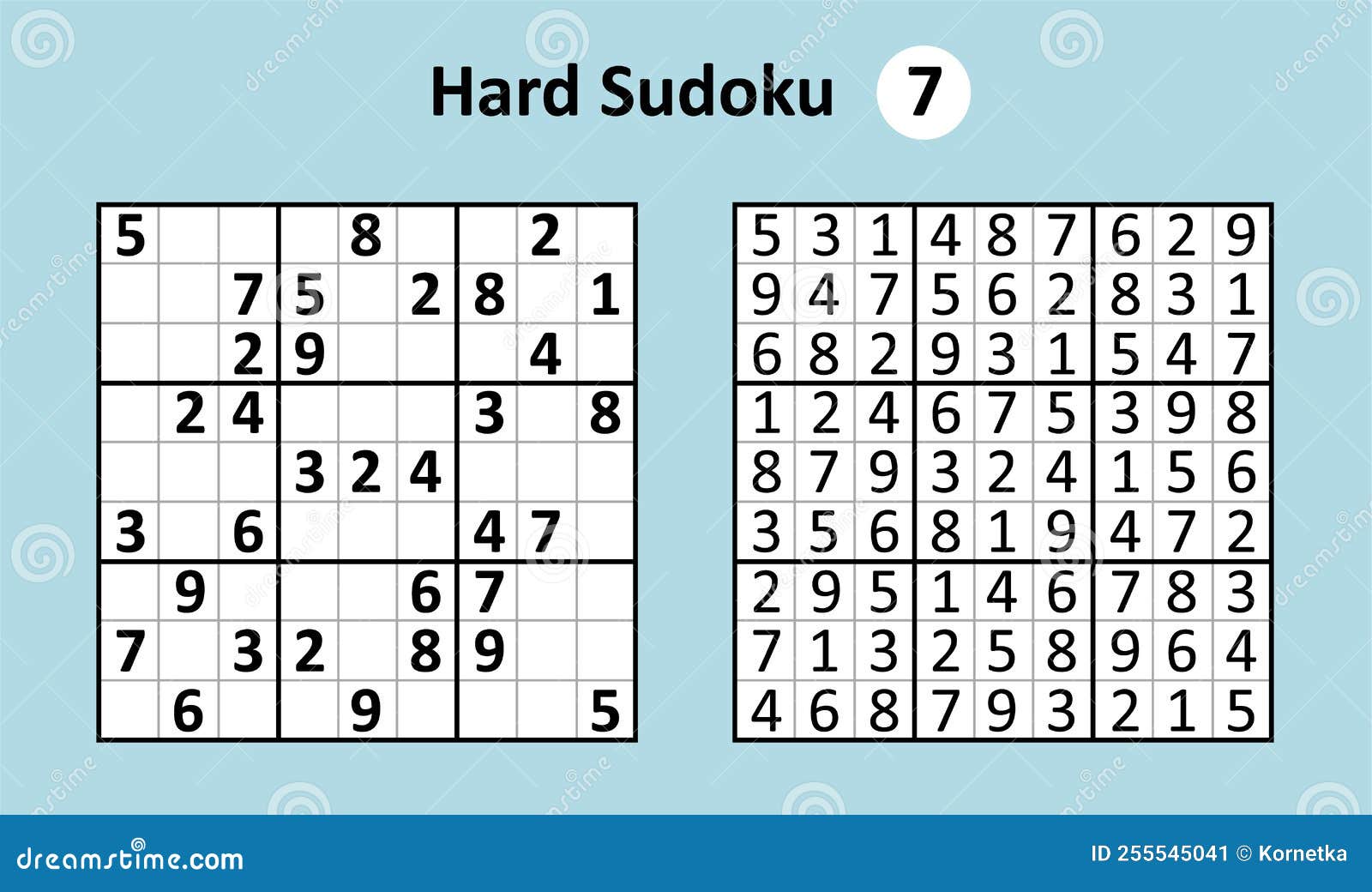 Jogo sudoku definido com respostas design vetorial simples