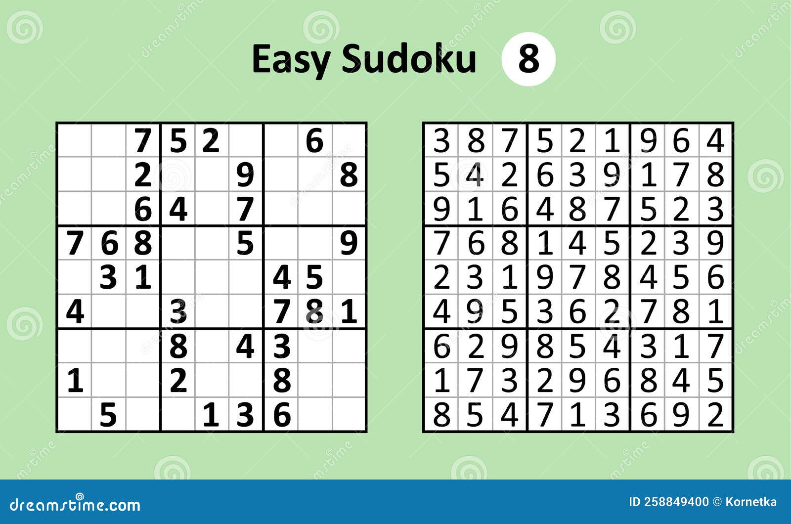 Jogo Sudoku Com Respostas. Complexidade Difícil. Simples