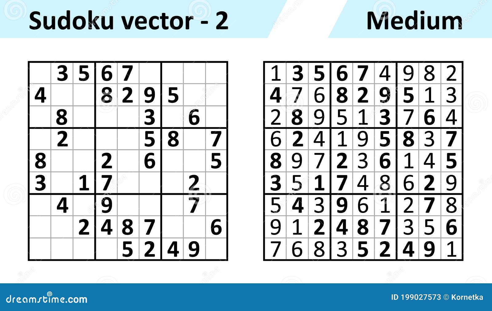 Jogo sudoku definido com respostas design vetorial simples