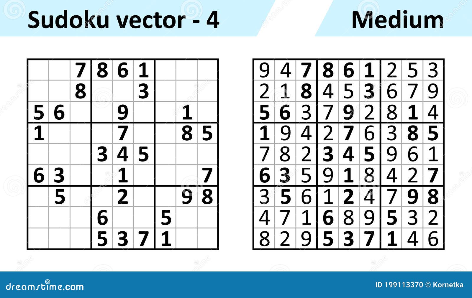 Jogo Sudoku Com Respostas. Conjunto De Design De Vetor Simples