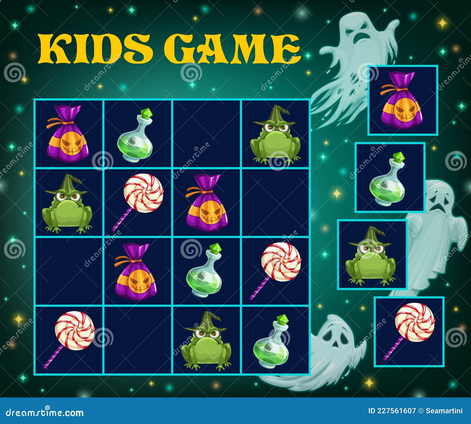 Jogo Sudoku Halloween Puzze Jogo De Lógica Infantil Ilustração do