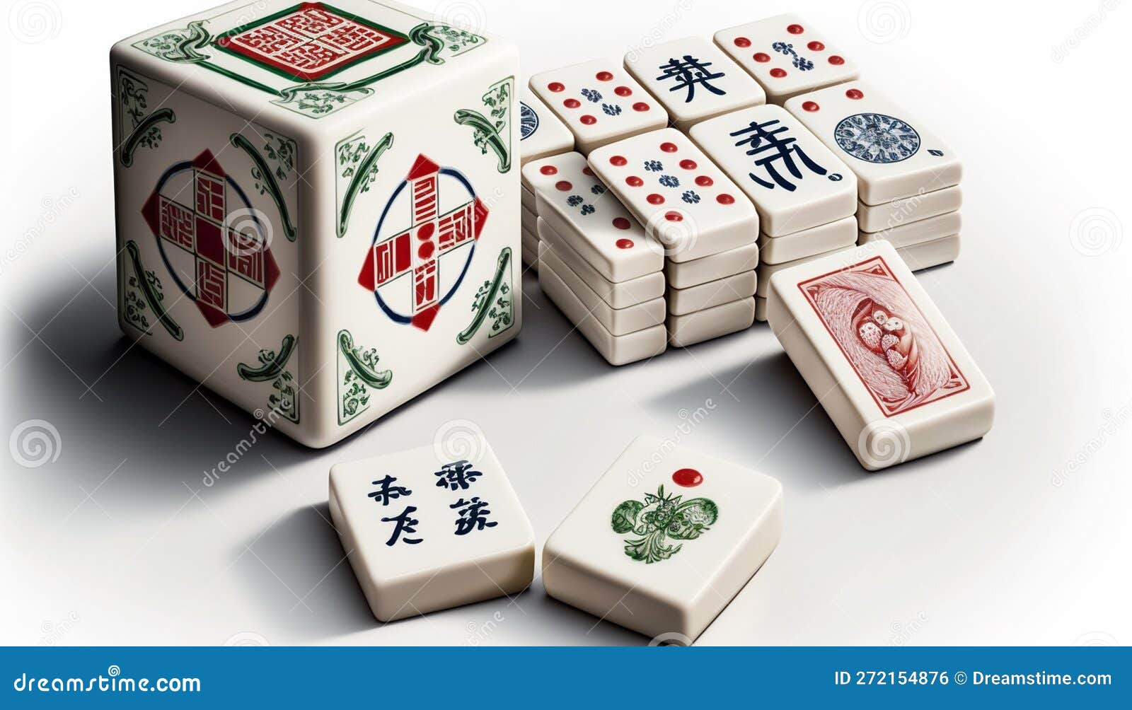 Jogos Chineses Isolados De Mahjong Em Fundo Branco Com Ladrilhos