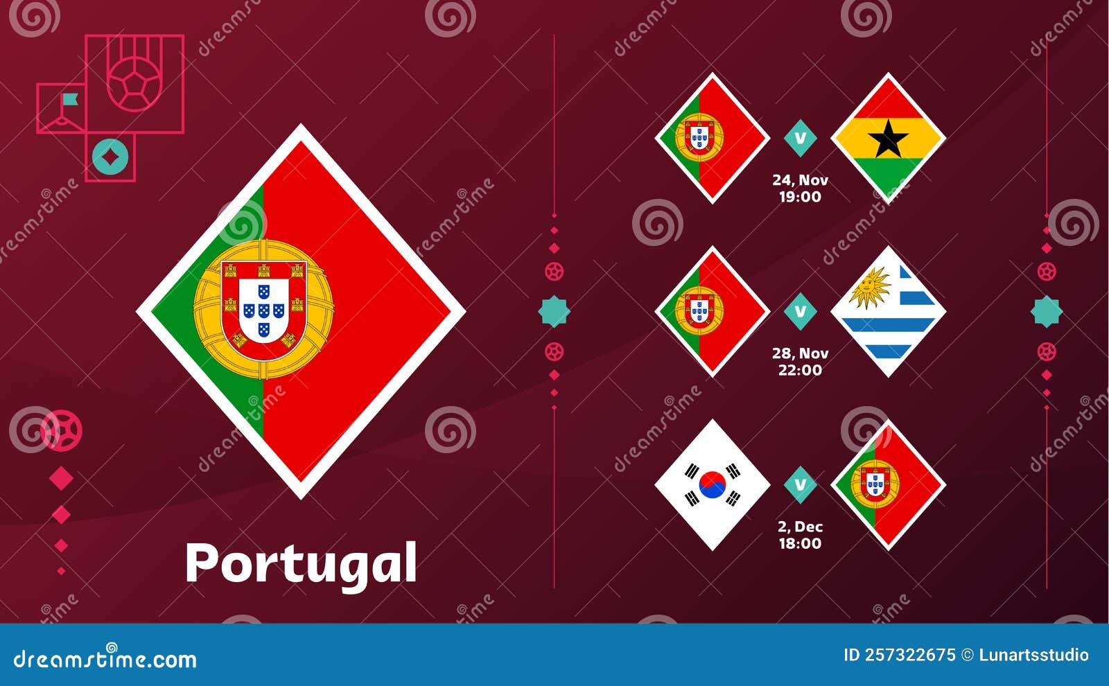 Jogos Da Seleção Nacional Portugal Na Fase Final Do Campeonato Mundial De  Futebol De 2022. Ilustração Vetorial Do Mundo Imagem Editorial - Ilustração  de esporte, jogo: 257322675