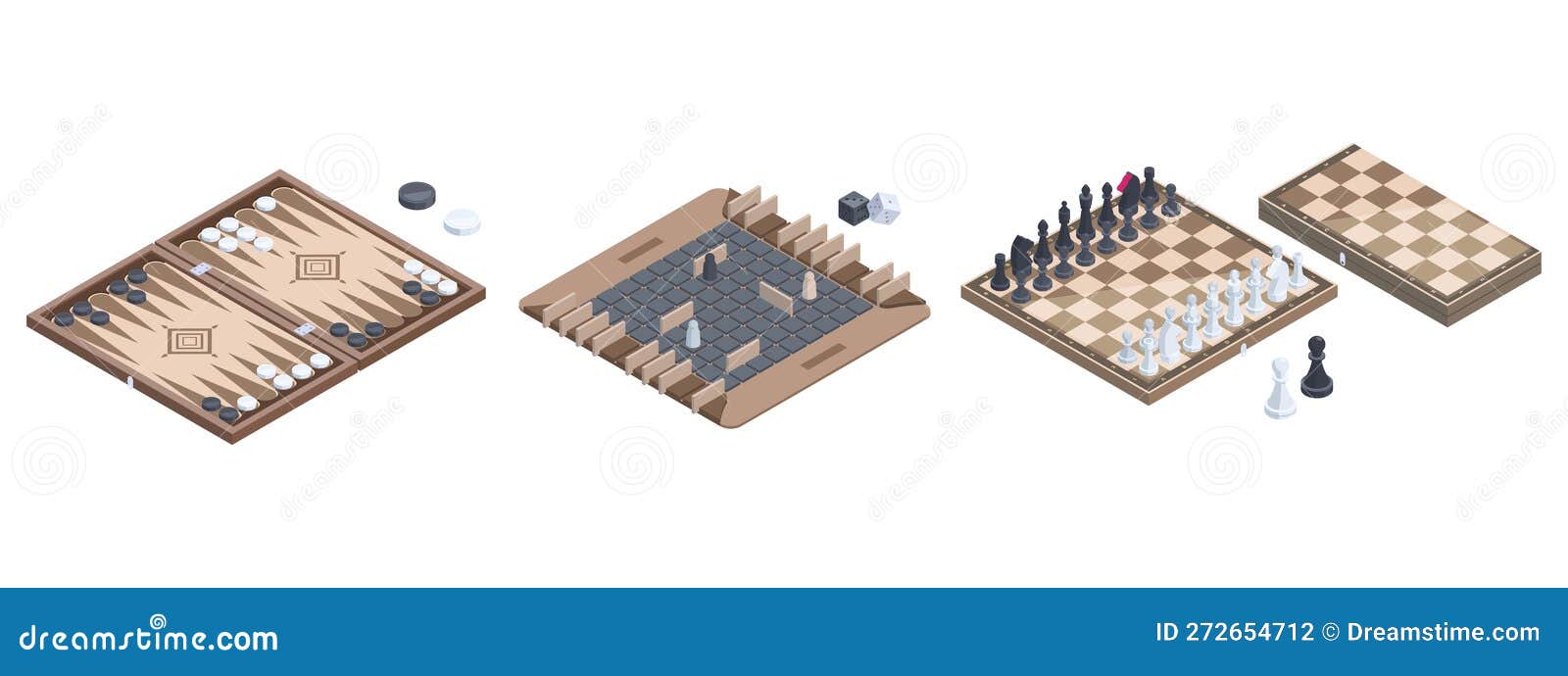 Jogos De Mesa Isométricos Jogos De Tabuleiro 3d. Conjunto De