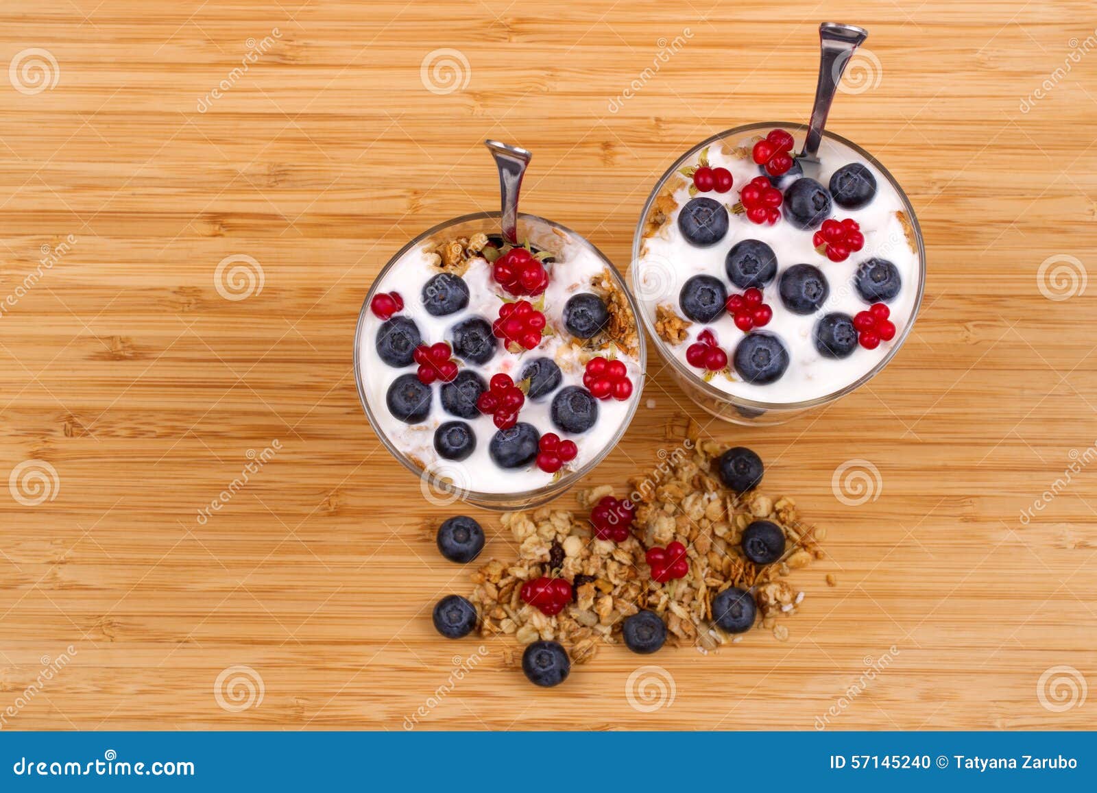 Jogurt, Muesli Und Beeren Der Blaubeere, Sumpfheidelbeere Und Stein ...