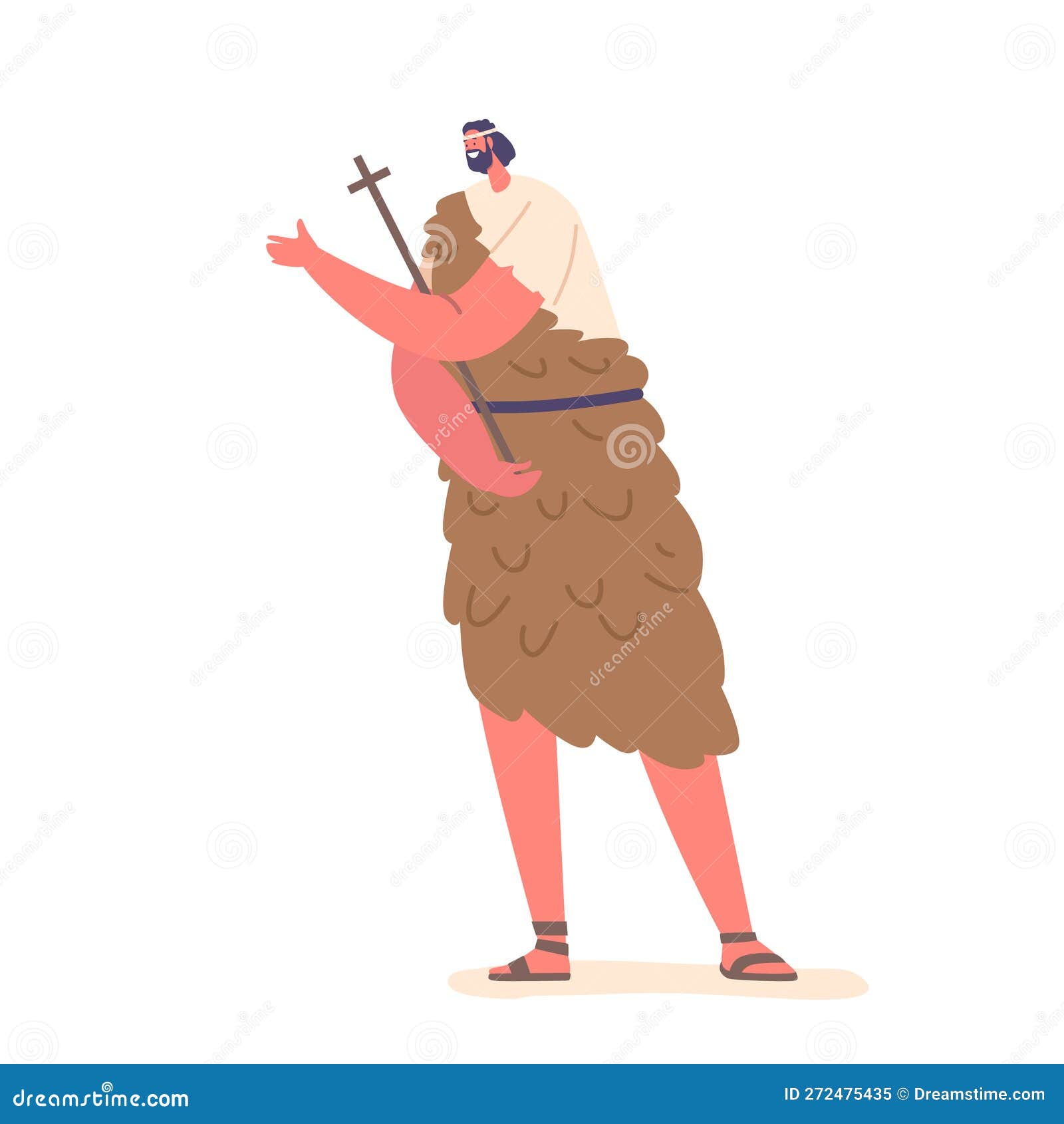 John the Baptist with Cross Religious Biblical Character. Prophet and