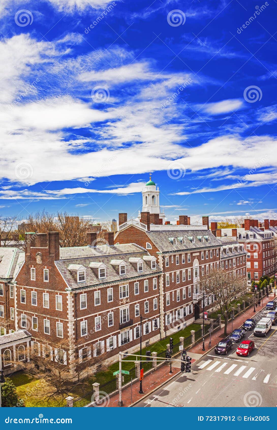 John Kennedy Street And Eliot House Belltower Of Harvard University
