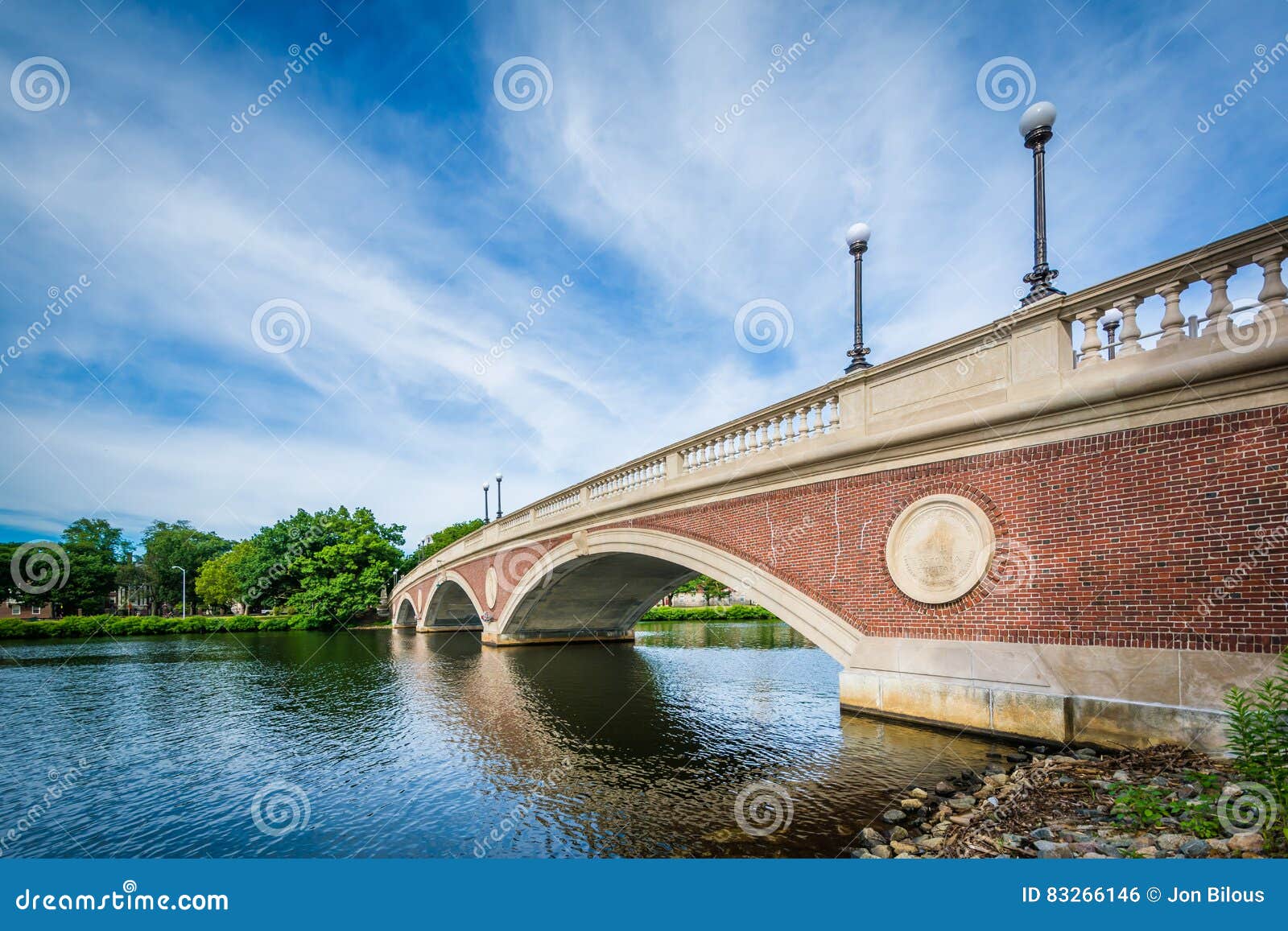 The John W. Weeks Bridge and Charles River in Cambridge, Massachusetts