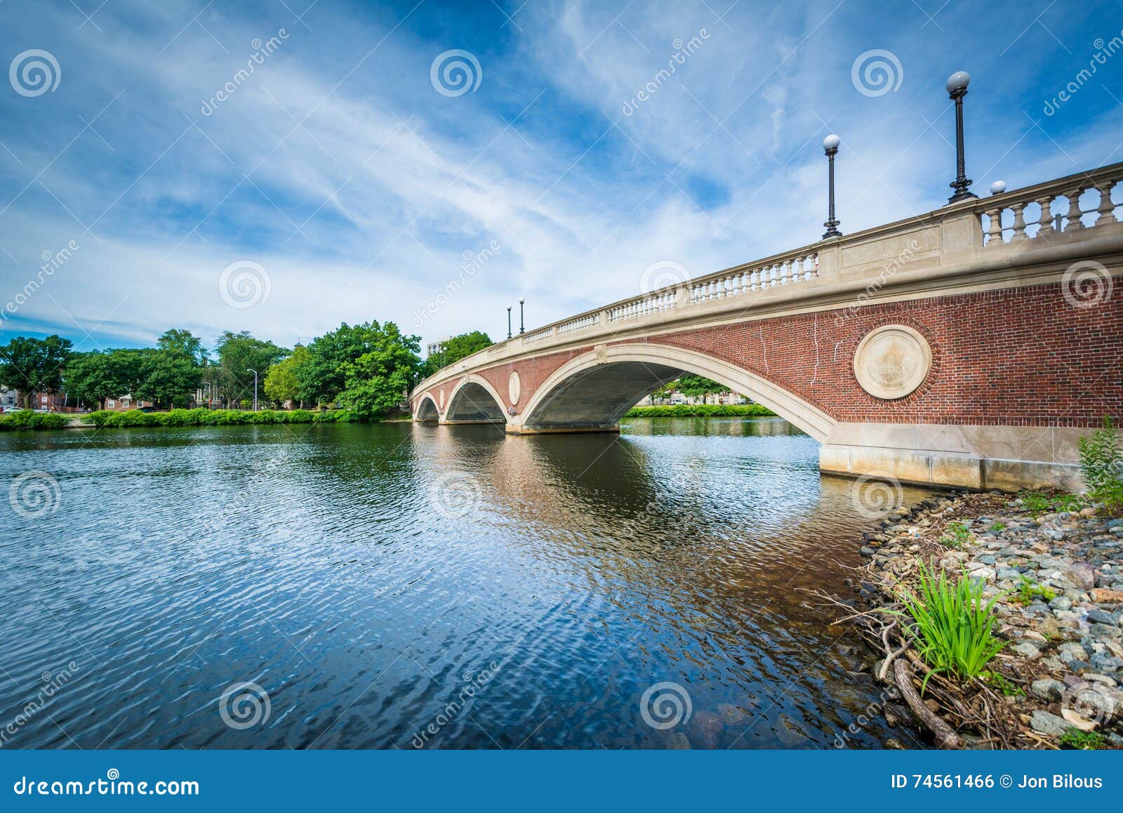 the john w weeks bridge and charles river in cambridge, massachusetts.