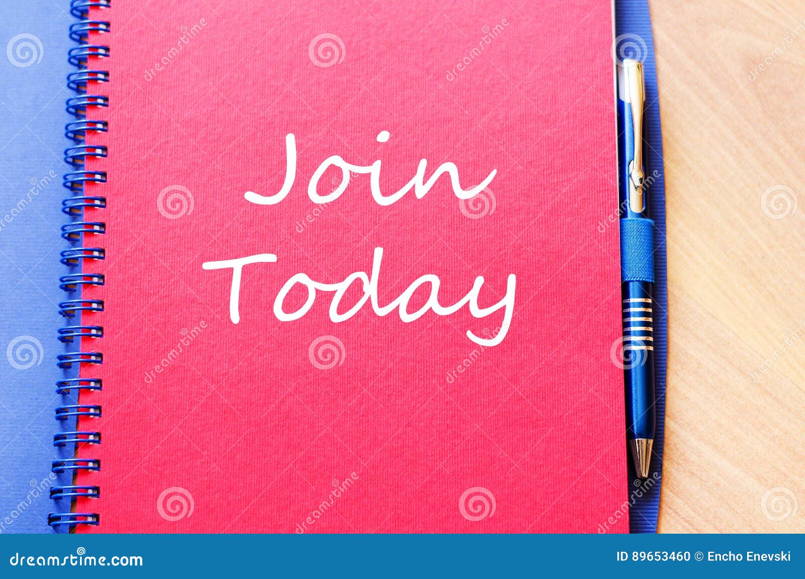 Join Today Write on Notebook Stock Photo Image of pencil, motivation 89653460
