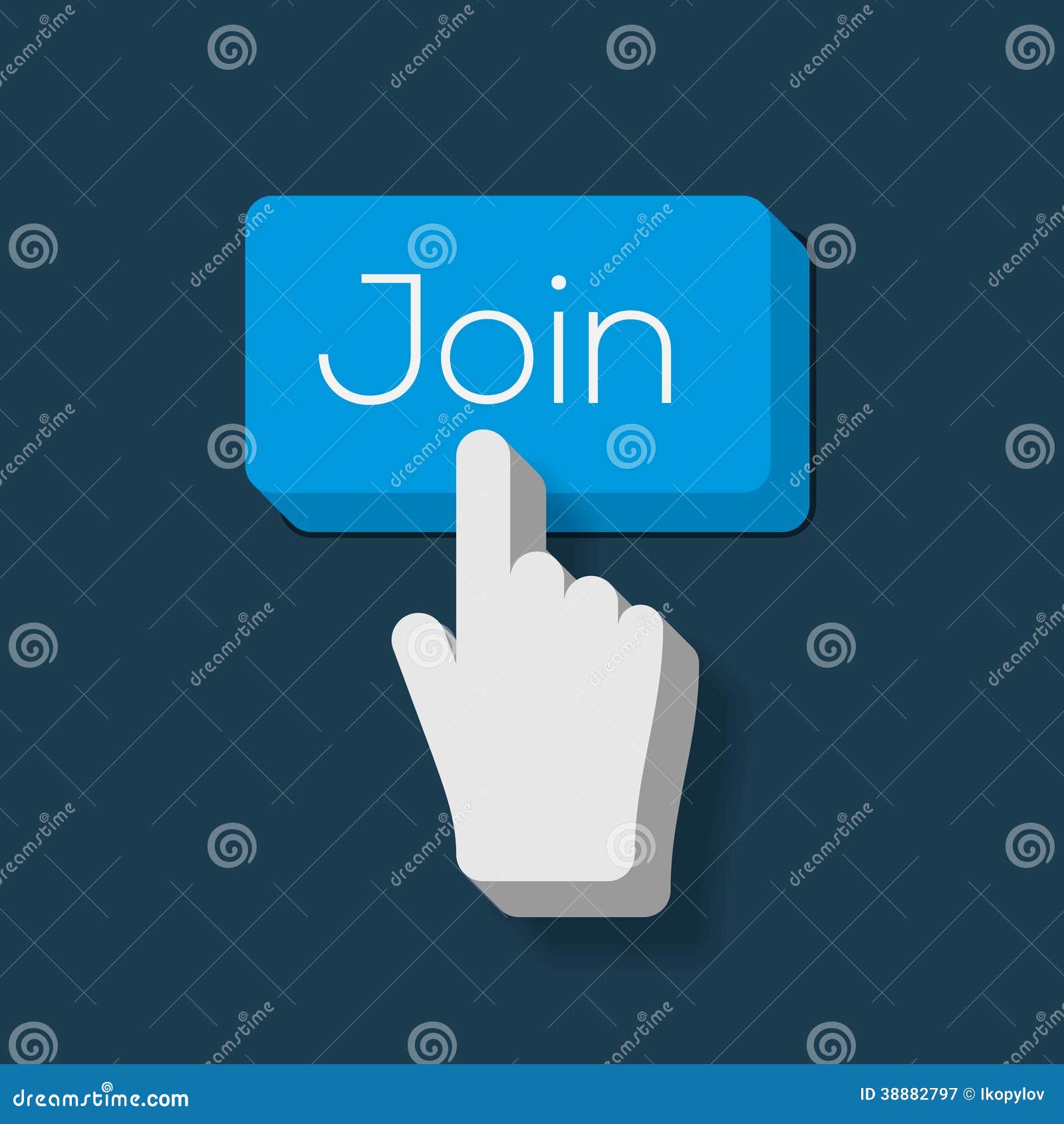 Join us Button with Hand Shaped Cursor, vector Eps10 image.