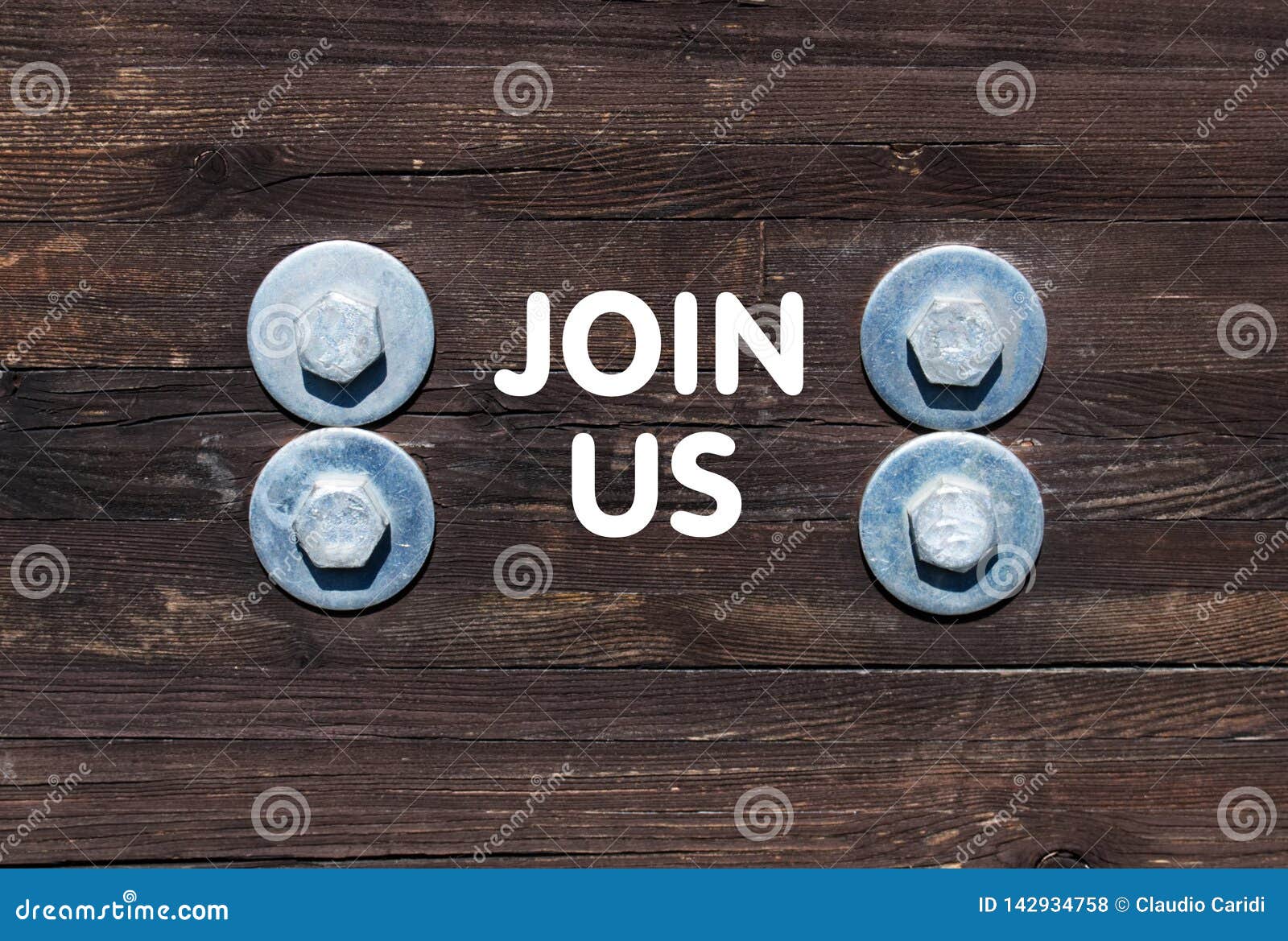 Join Us Concept on Wooden Background Stock Photo - Image of lavora
