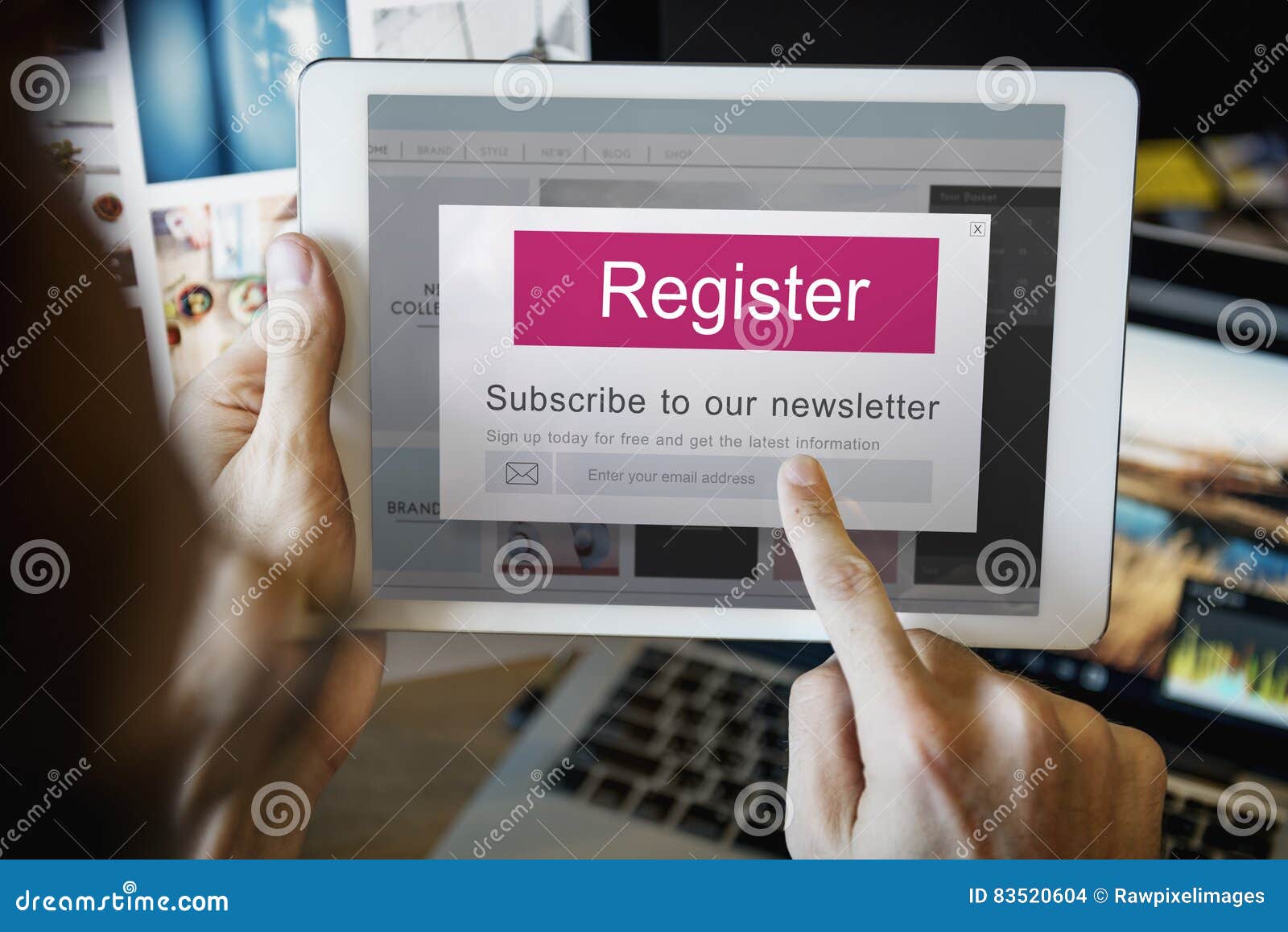 join us register newsletter concept
