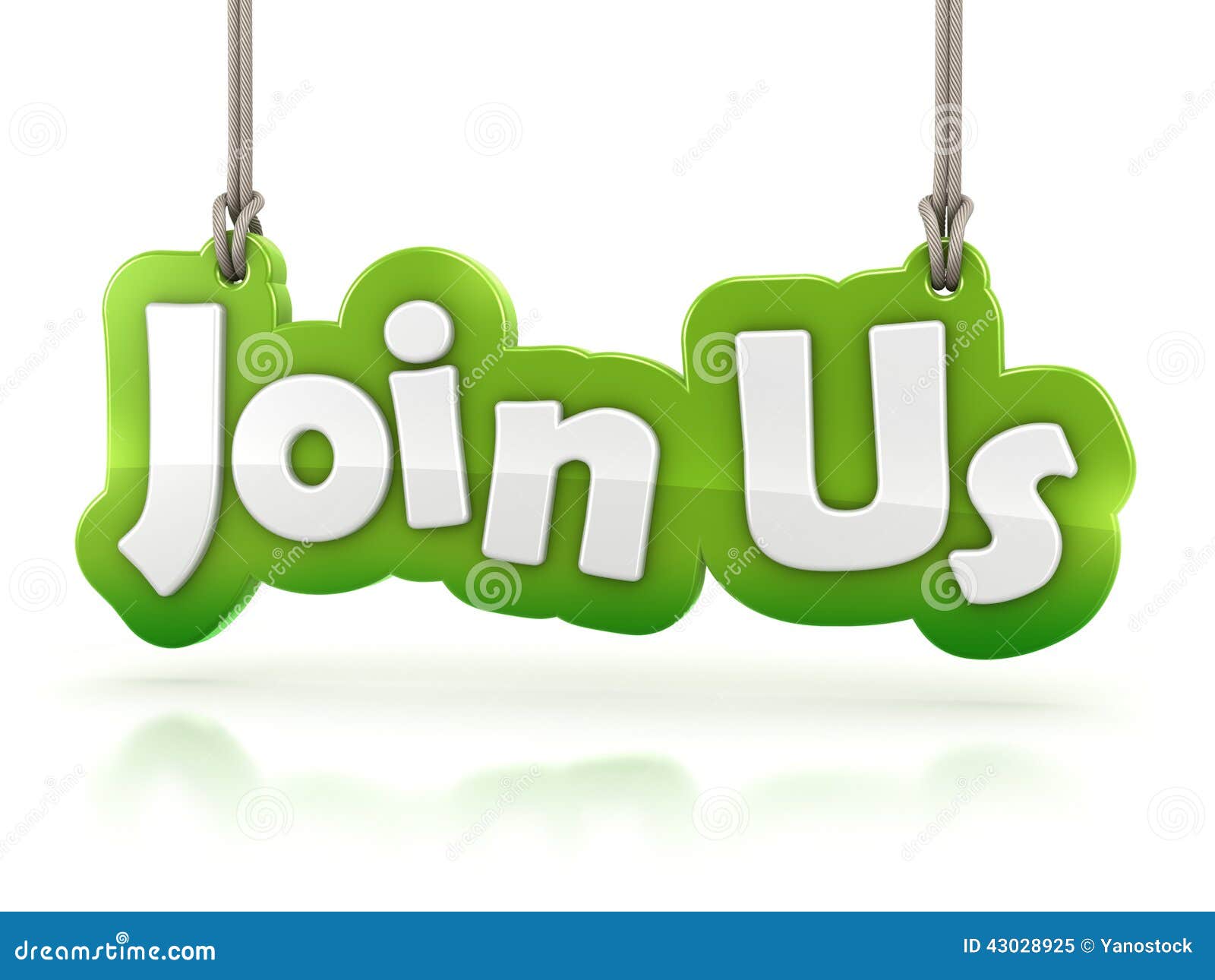 join us text hanging on white background