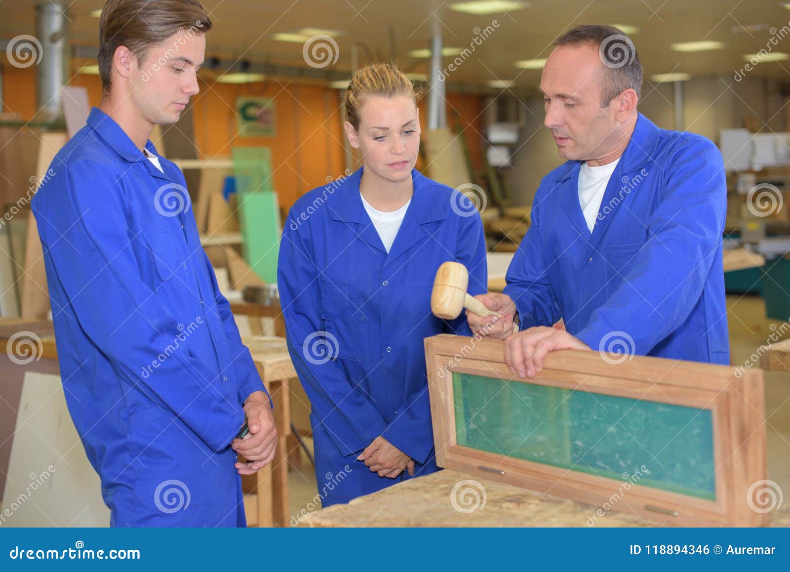 Joiner Holding Window Training Apprentices Stock Photo Image of male, industrial 118894346